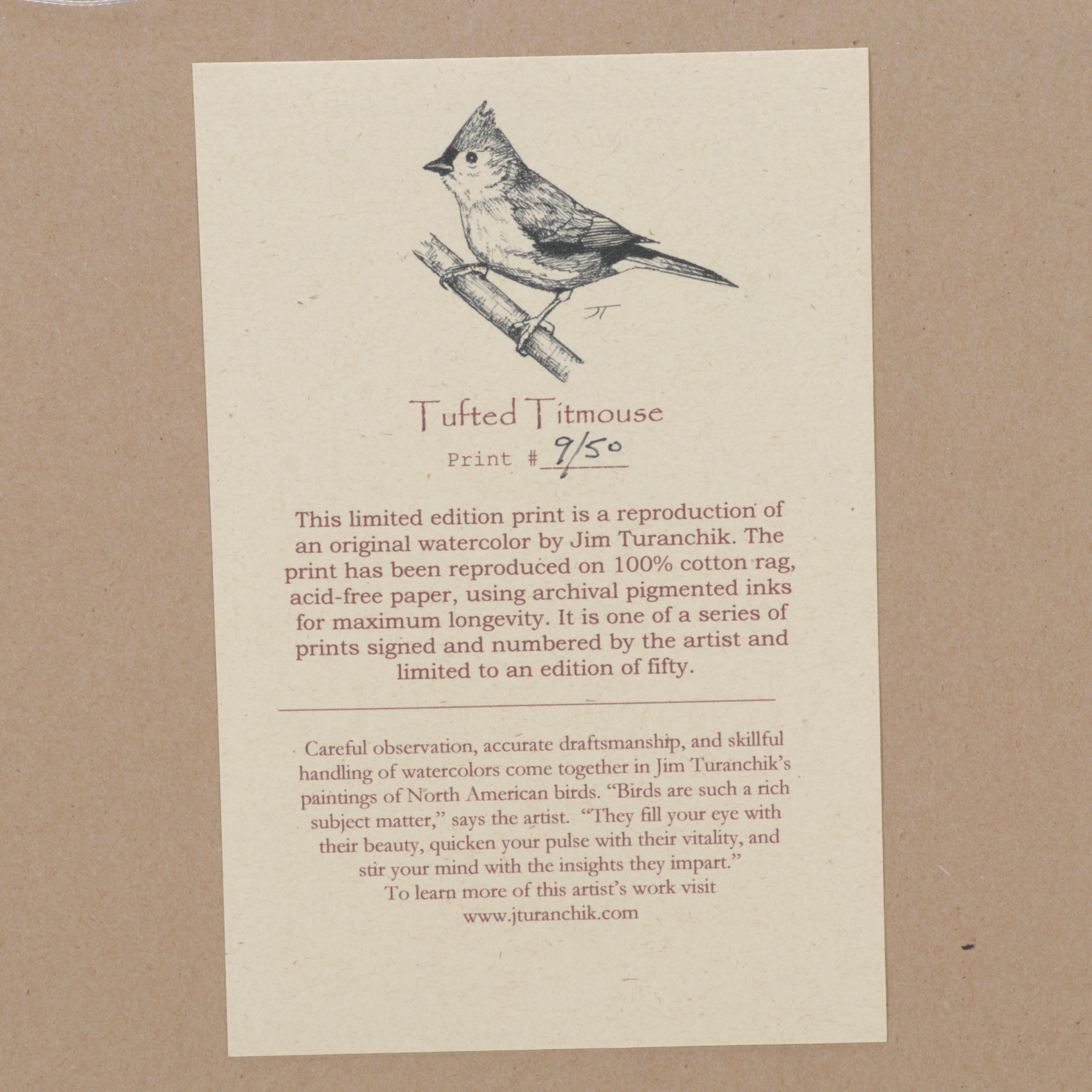 Jim Turanchik Giclée "Tufted Titmouse," 21st Century