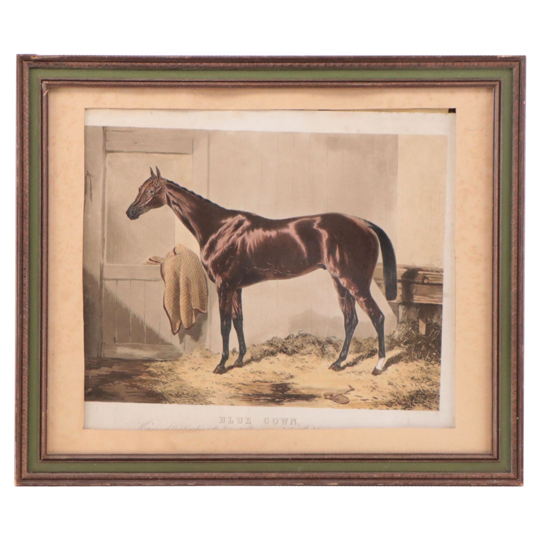 Mixed Media Etching After Harry Hall "Blue Gown"