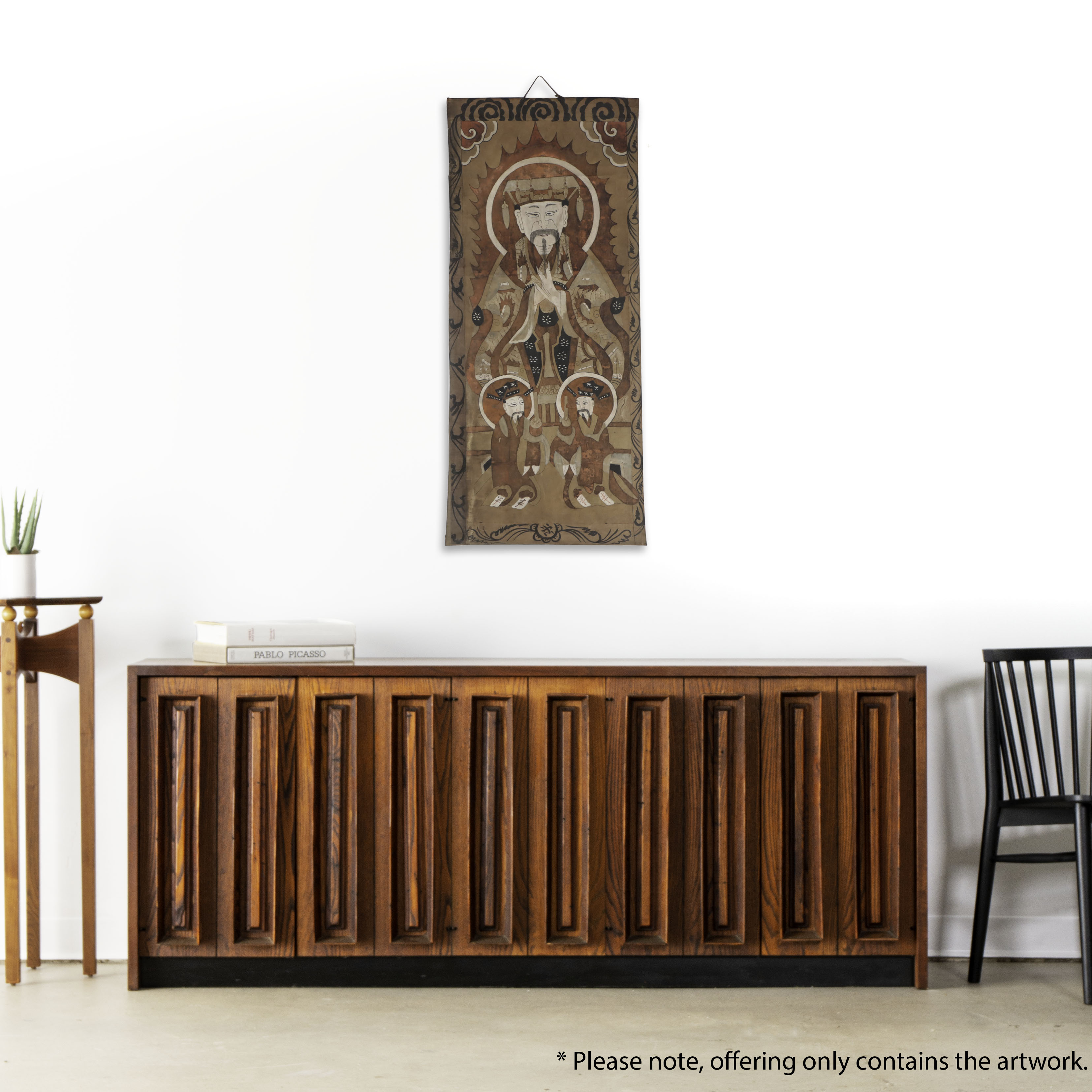 Chinese Yao Taoist Scroll Watercolor Painting of Seng Tsiou