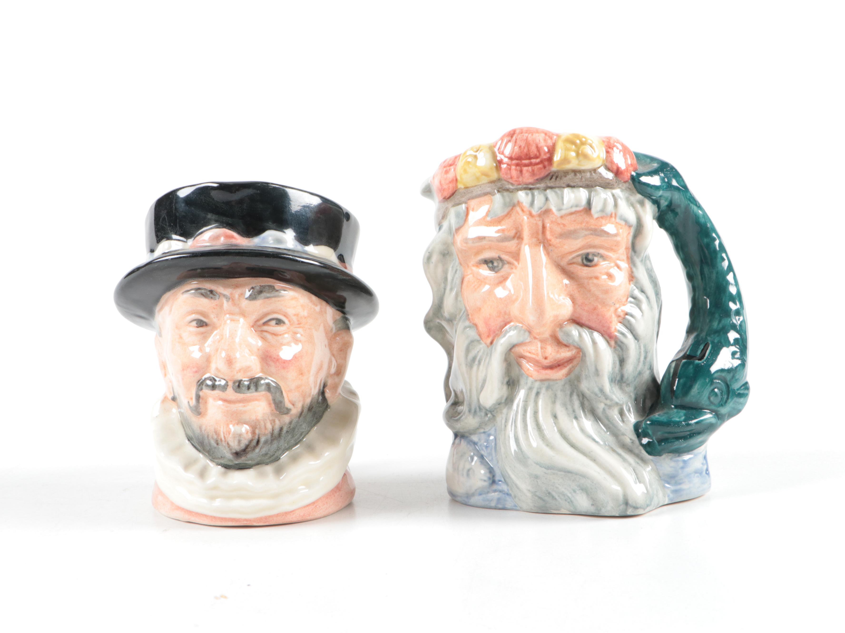 Royal Doulton "Neptune," "Beefeater," and "John Peel" Character Mugs