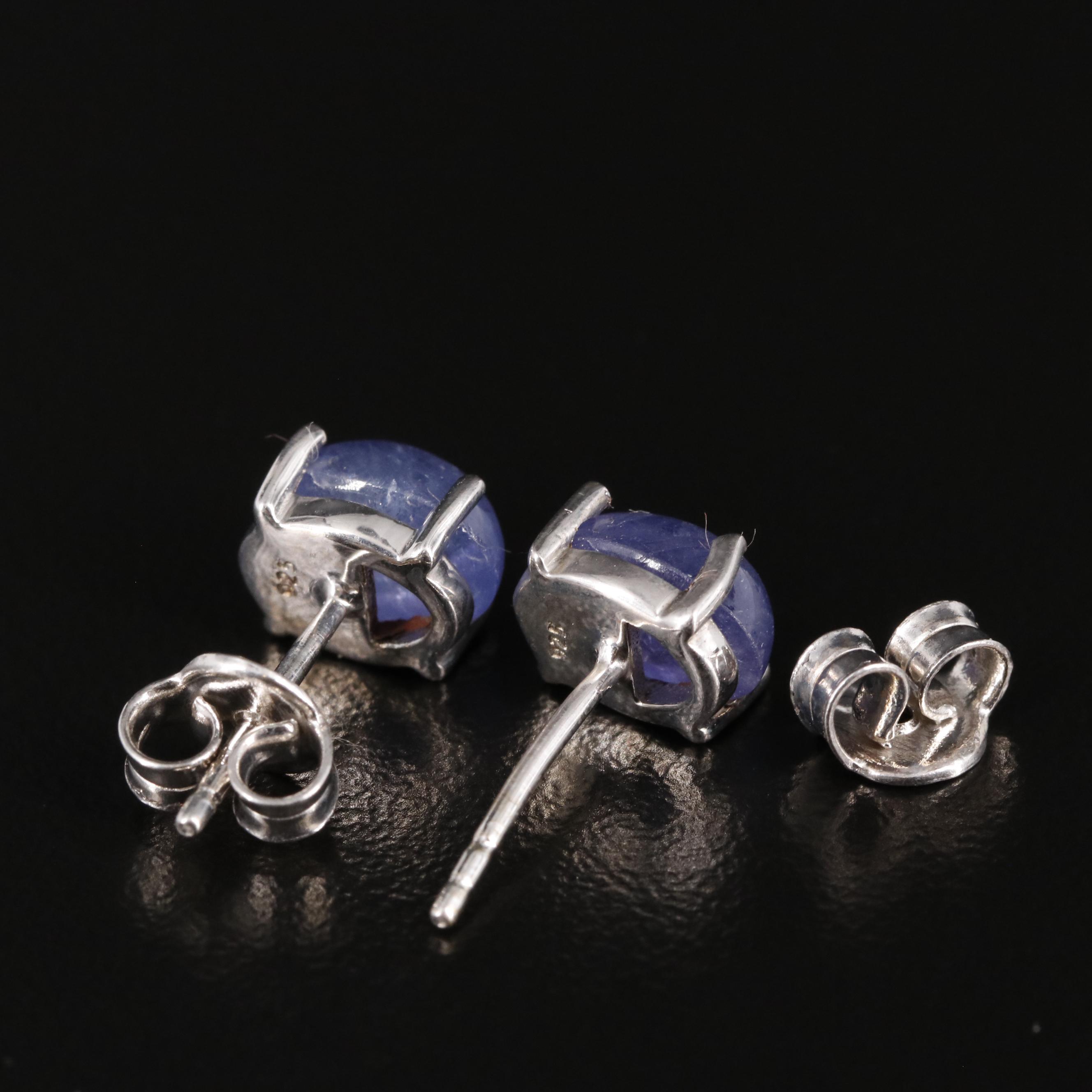 Sterling Tanzanite Stud Earrings