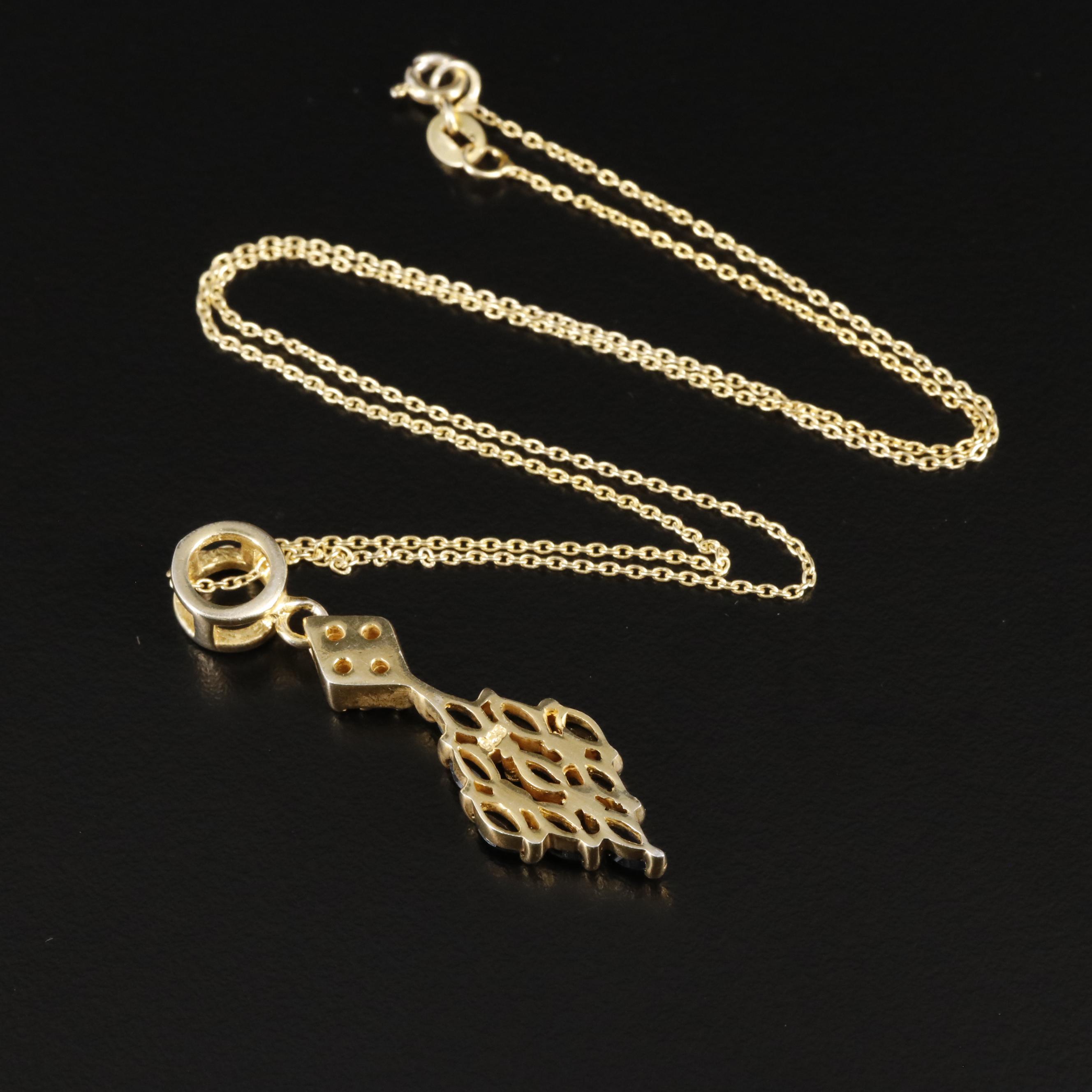 Sterling Sapphire and White Topaz Cluster Pendant Necklace