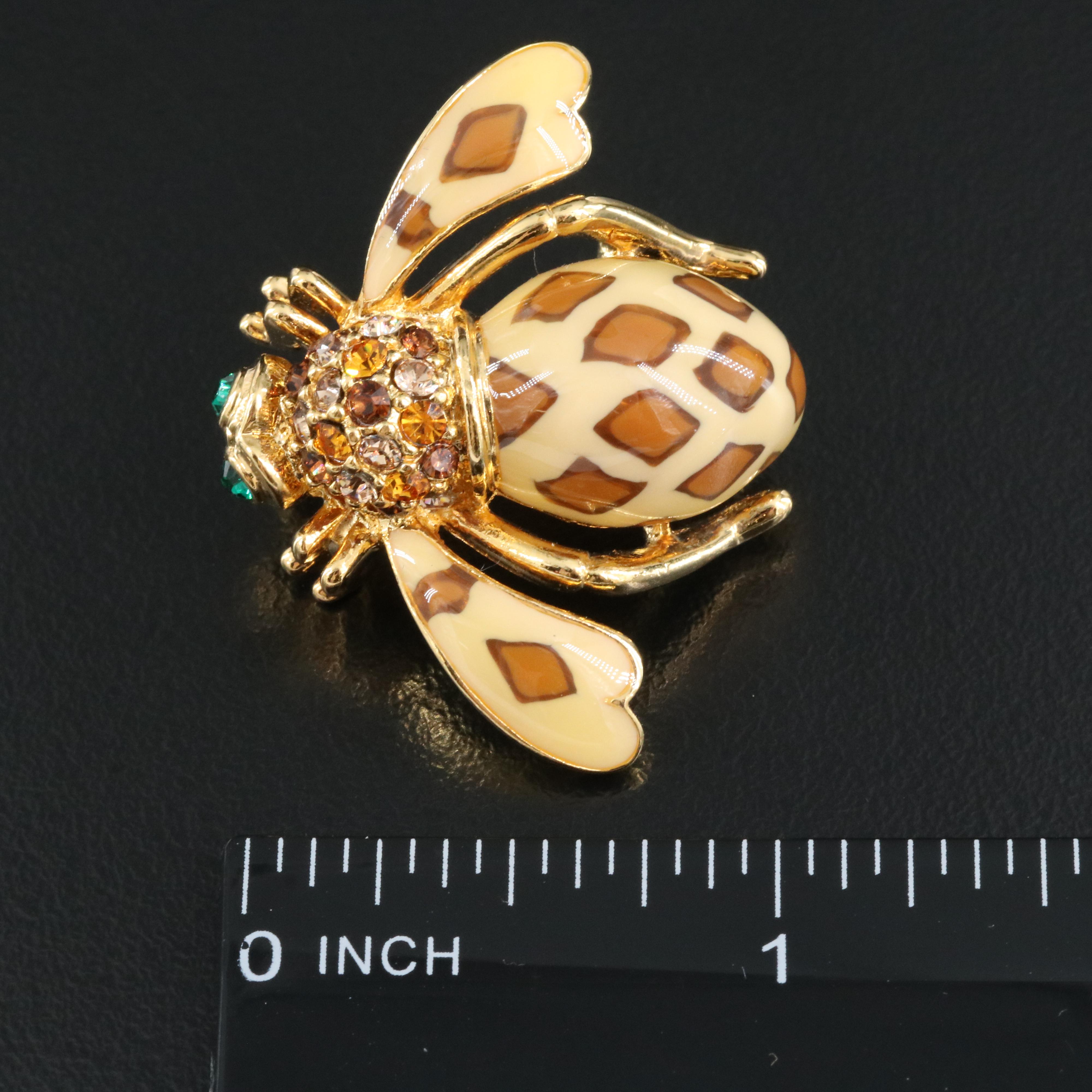 Joan Rivers Rhinestone and Enamel Beetle Brooch