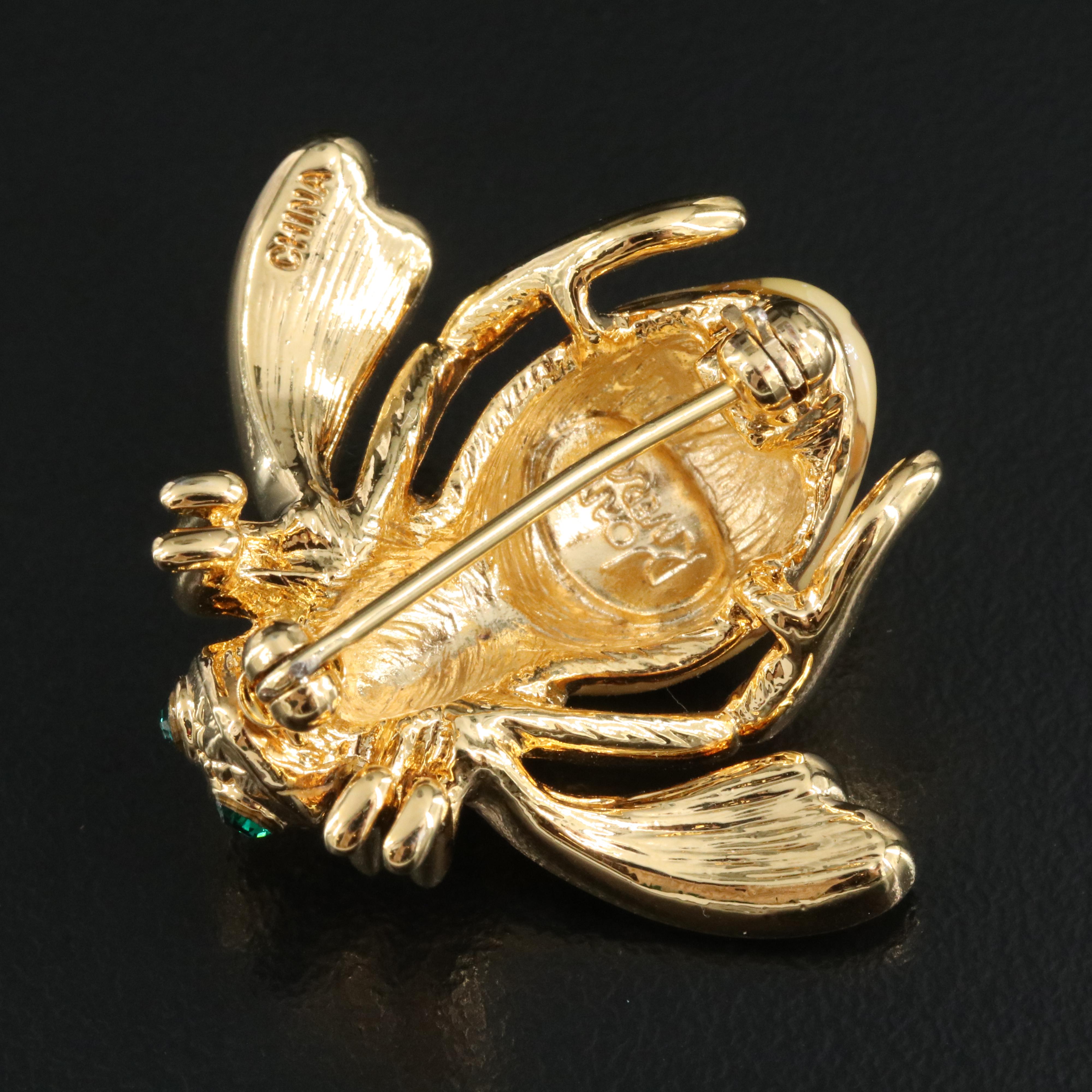 Joan Rivers Rhinestone and Enamel Beetle Brooch