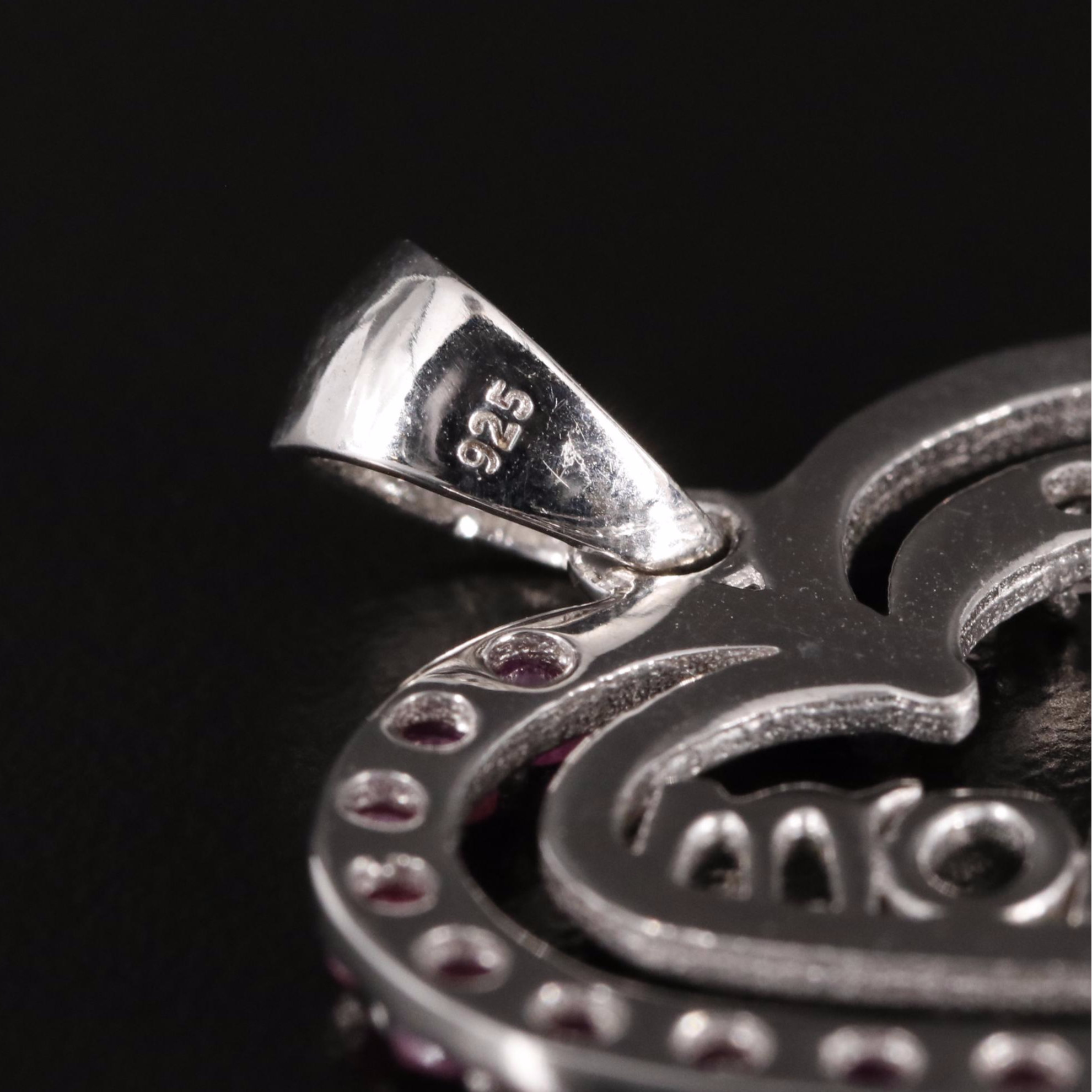 Sterling Ruby and Topaz "Mom" Heart Pendant