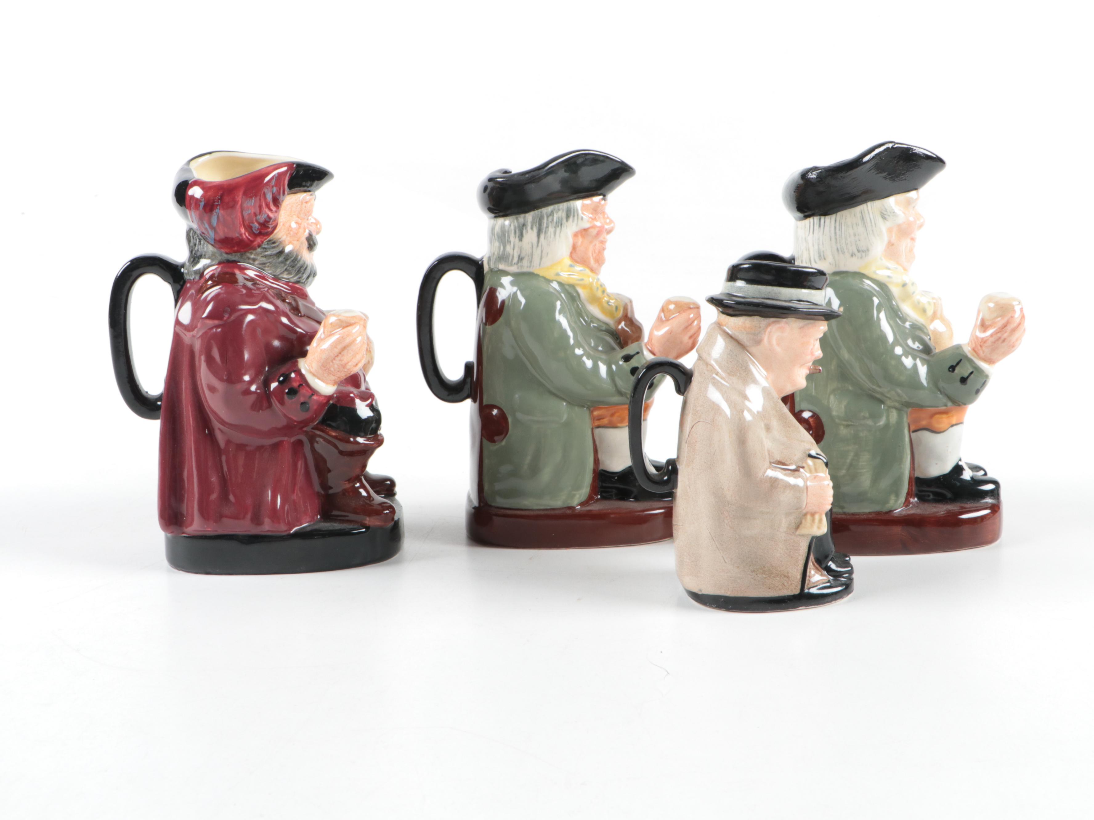 Royal Doulton "Winston Churchill," "Happy John," and "Falstaff" Toby Jugs