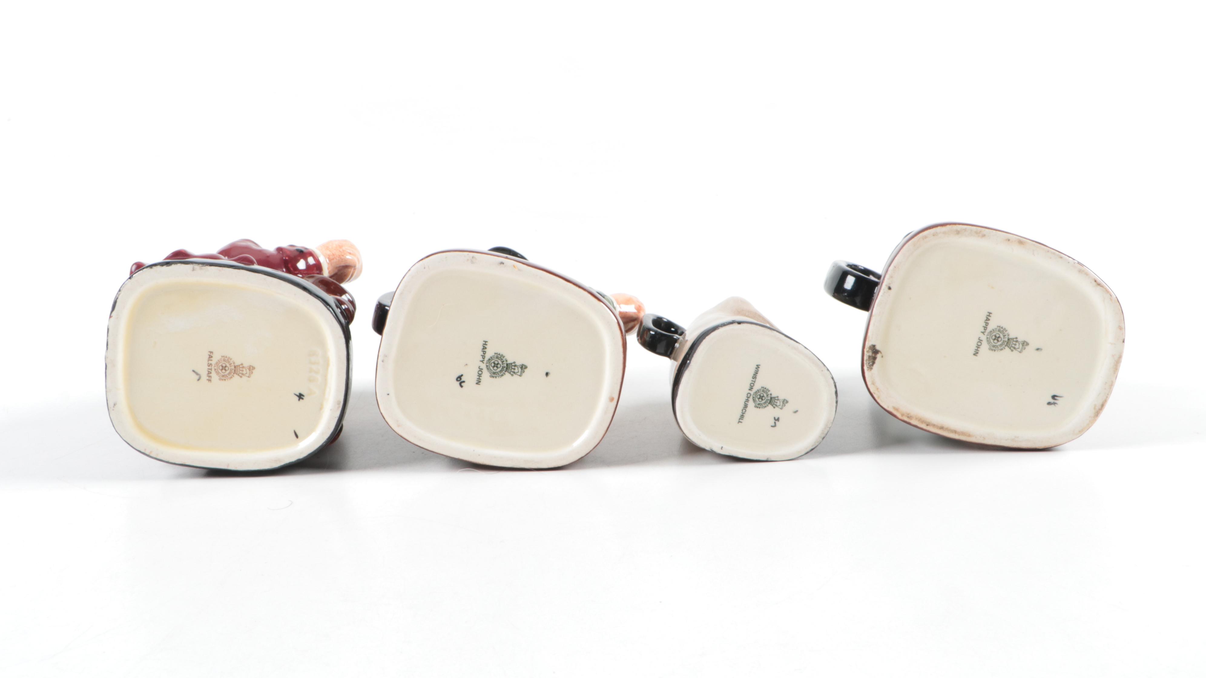 Royal Doulton "Winston Churchill," "Happy John," and "Falstaff" Toby Jugs