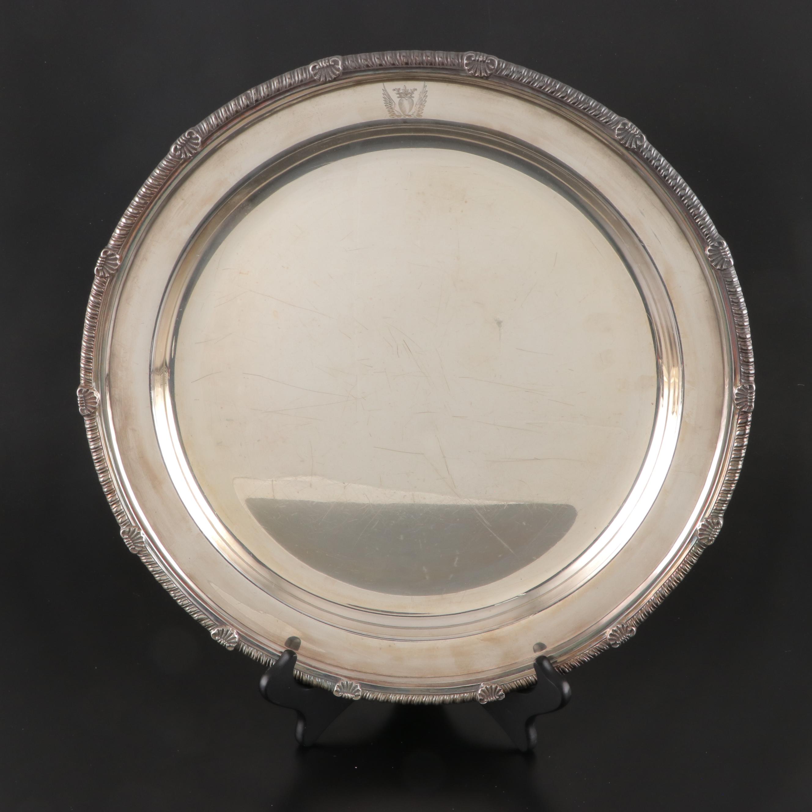Gorham "Paul Revere" Silver Plate Serving Bowl with Oxford Silver Round Platter