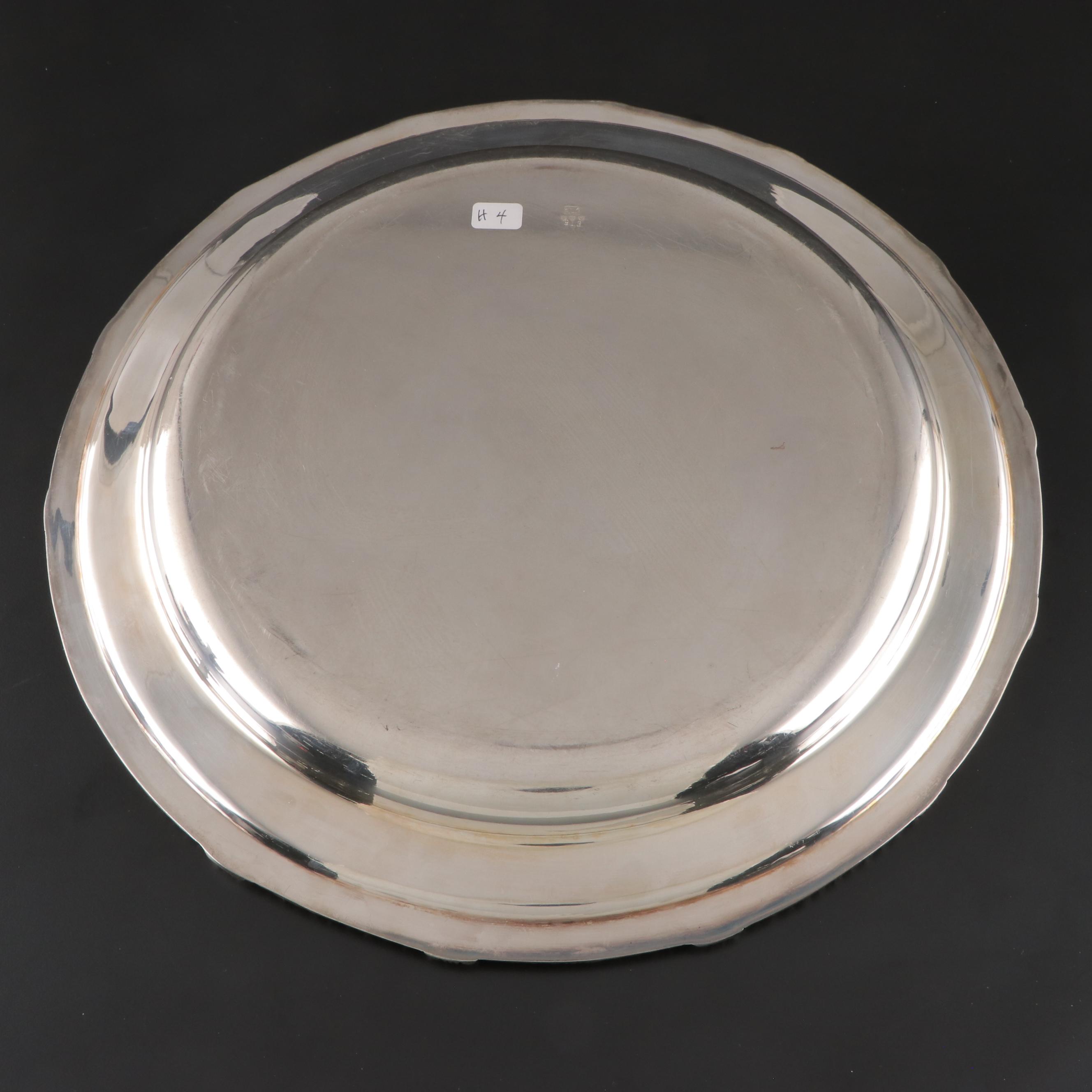 Gorham "Paul Revere" Silver Plate Serving Bowl with Oxford Silver Round Platter