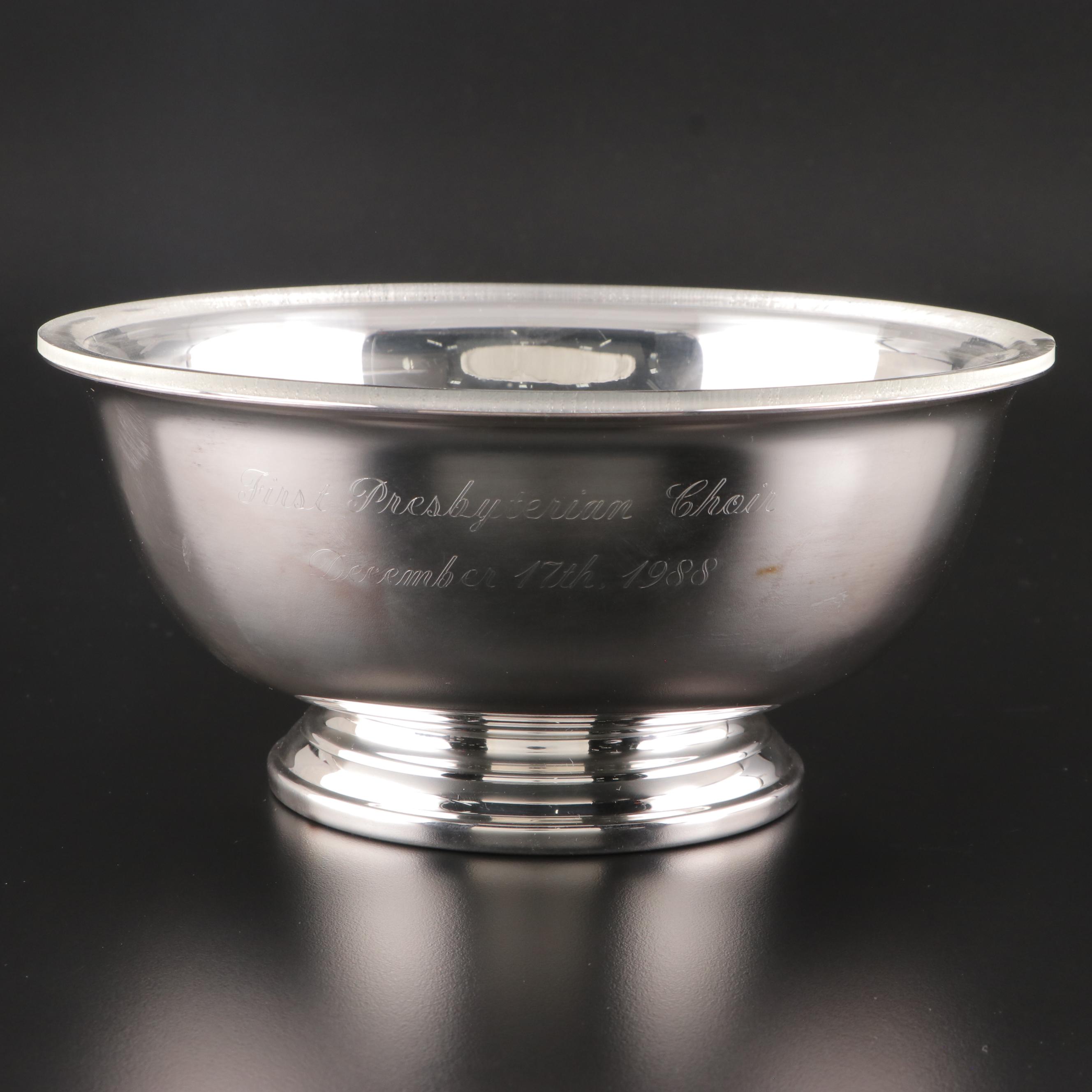 Gorham "Paul Revere" Silver Plate Serving Bowl with Oxford Silver Round Platter