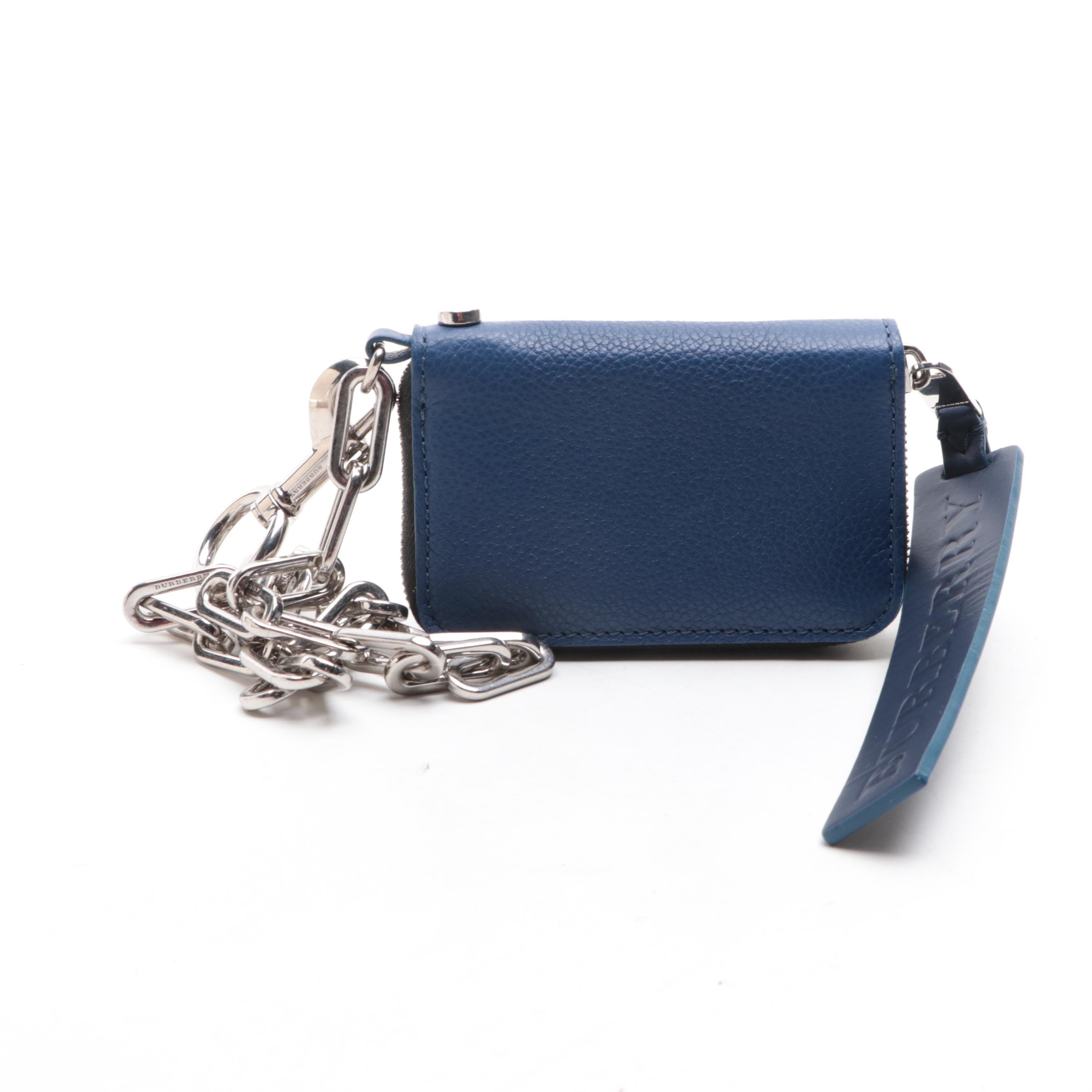 Burberry Card Case with Chain in Grain Leather