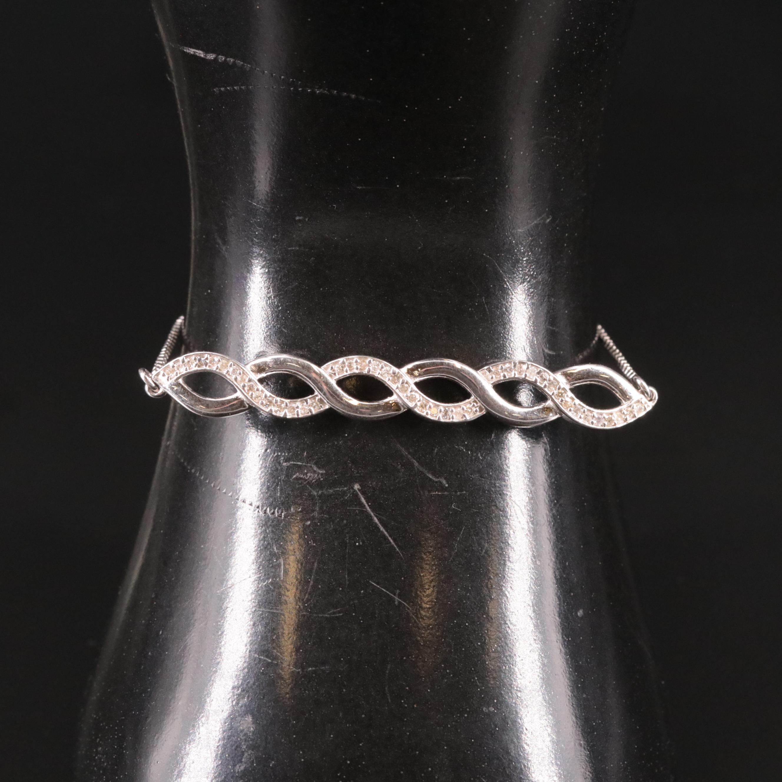 Sterling Diamond Slide Bracelet