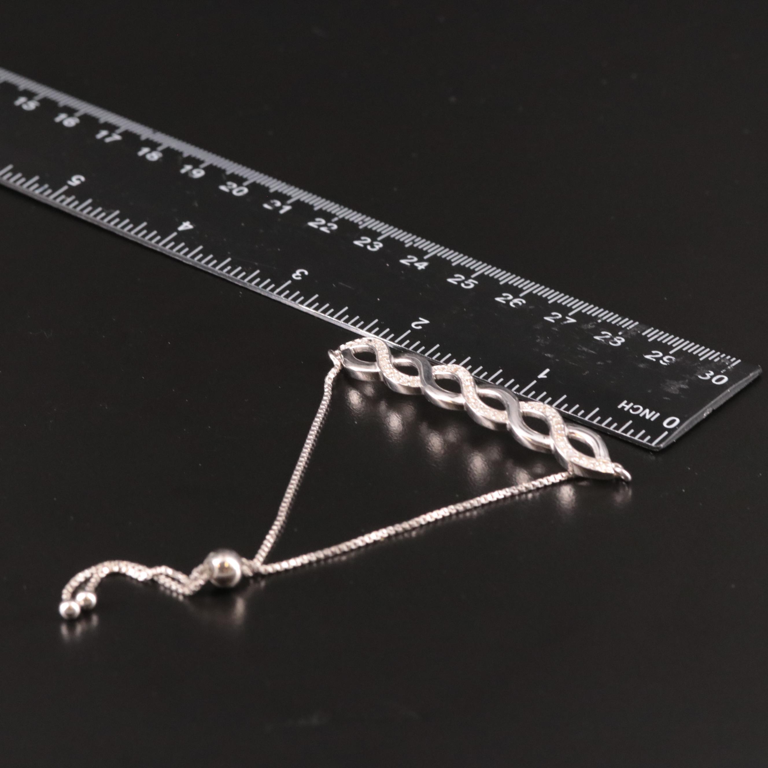 Sterling Diamond Slide Bracelet