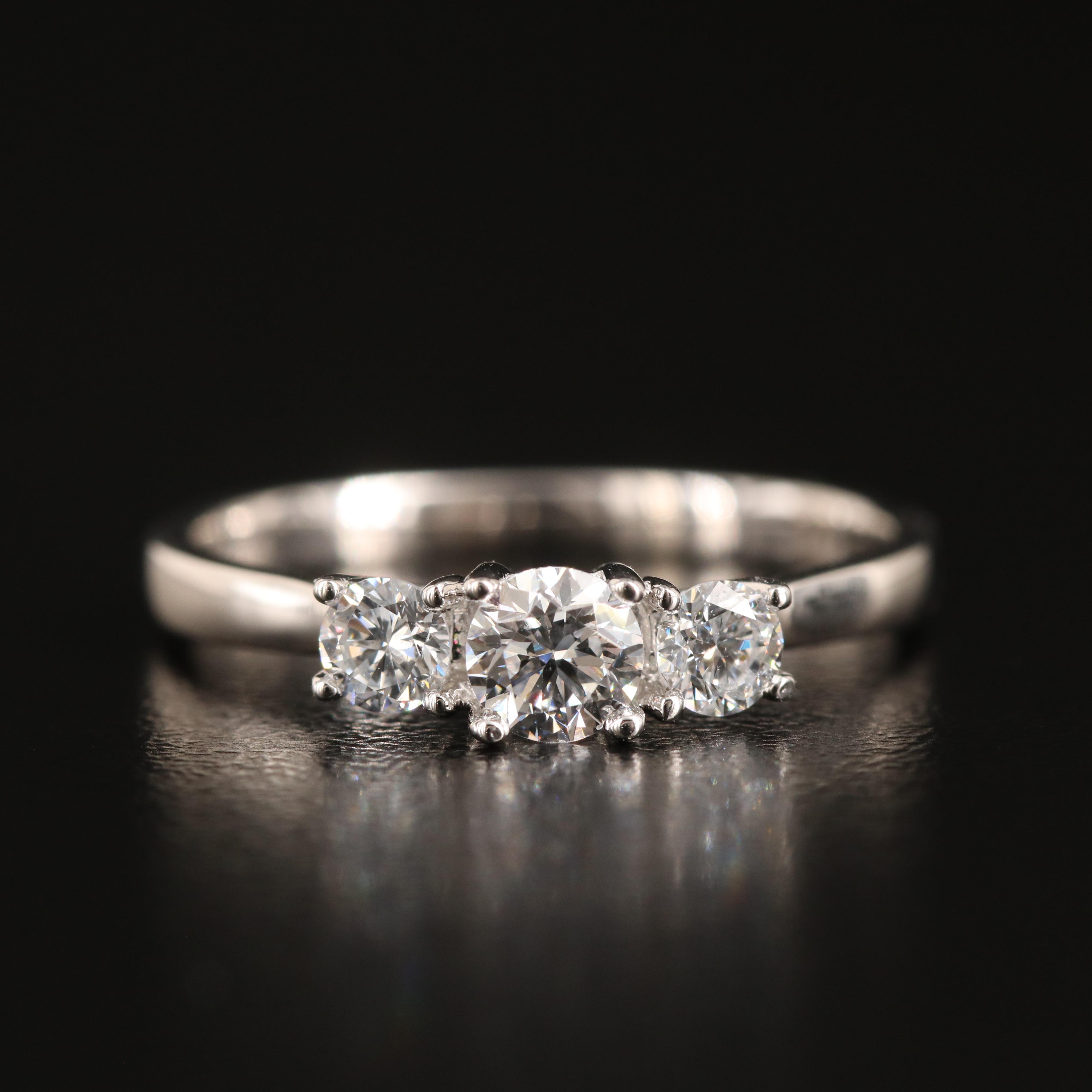 14K 0.50 CTW Lab Grown Diamond Three Stone Ring with IGI Report