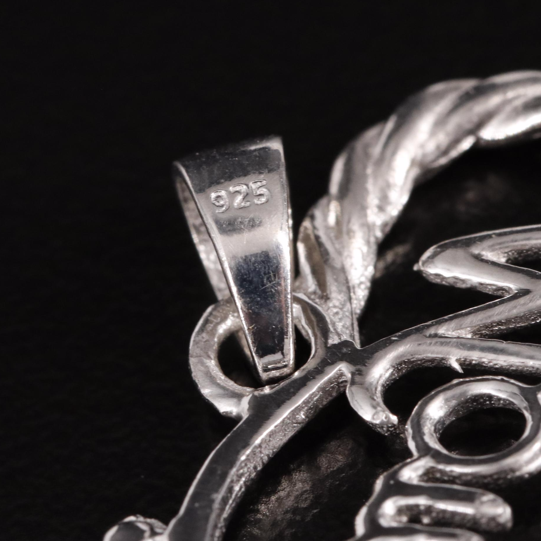 Sterling Amethyst, Citrine, and Garnet "Mom" Heart Pendant