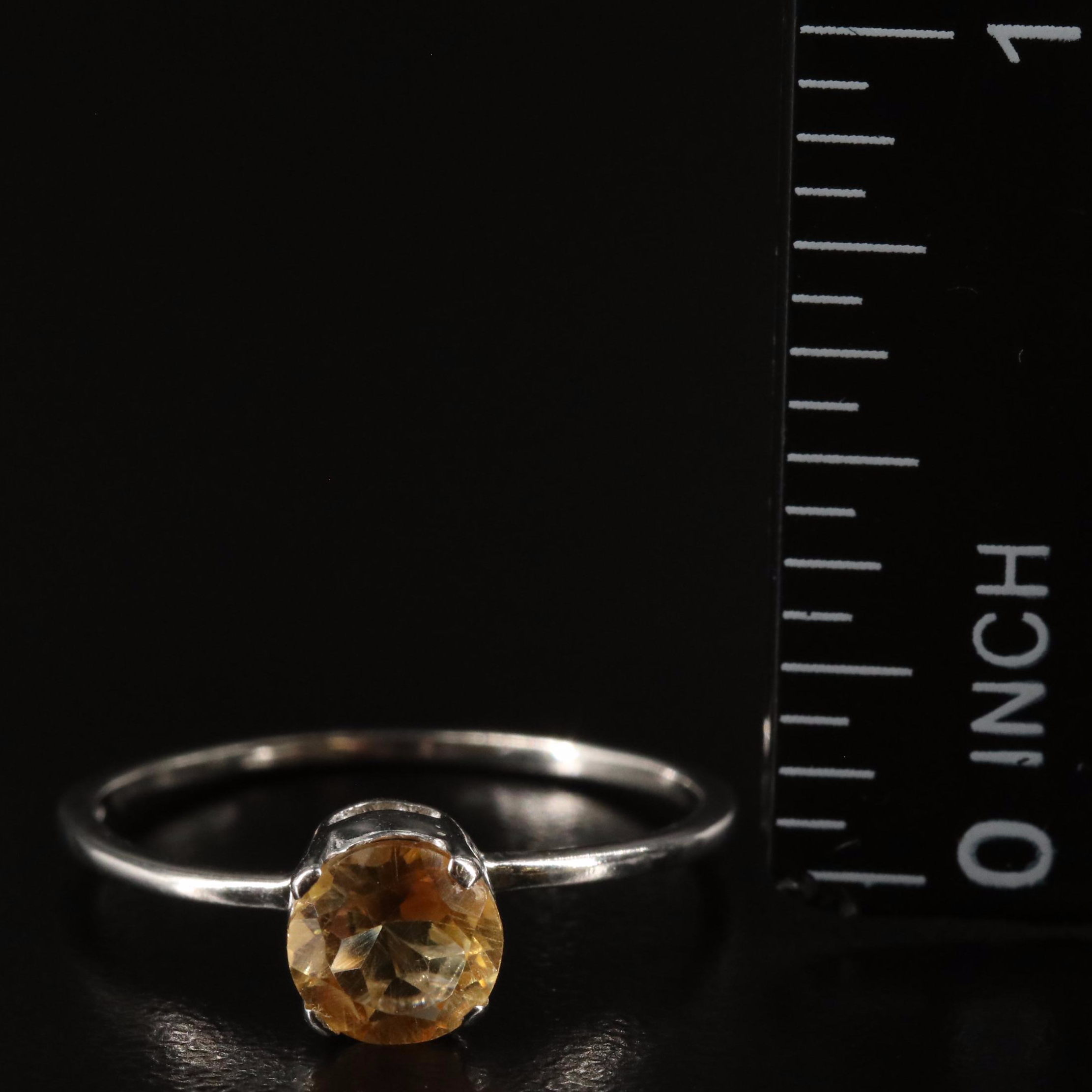 Sterling and Citrine Solitaire Ring