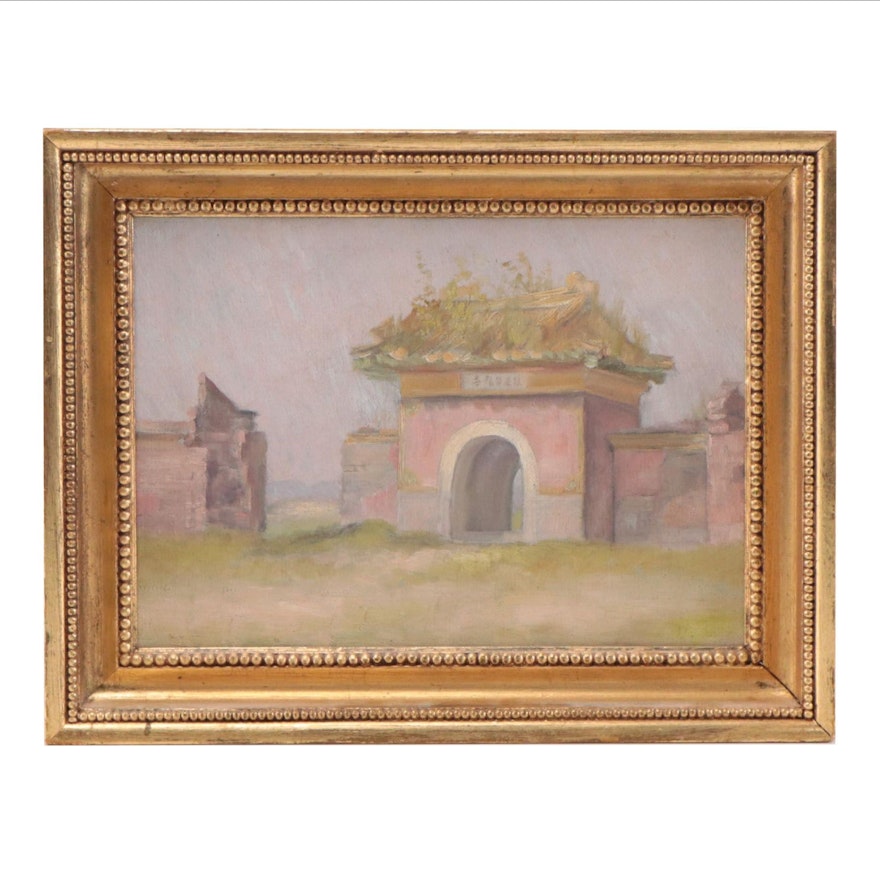 Oil Painting of a Temple Gate