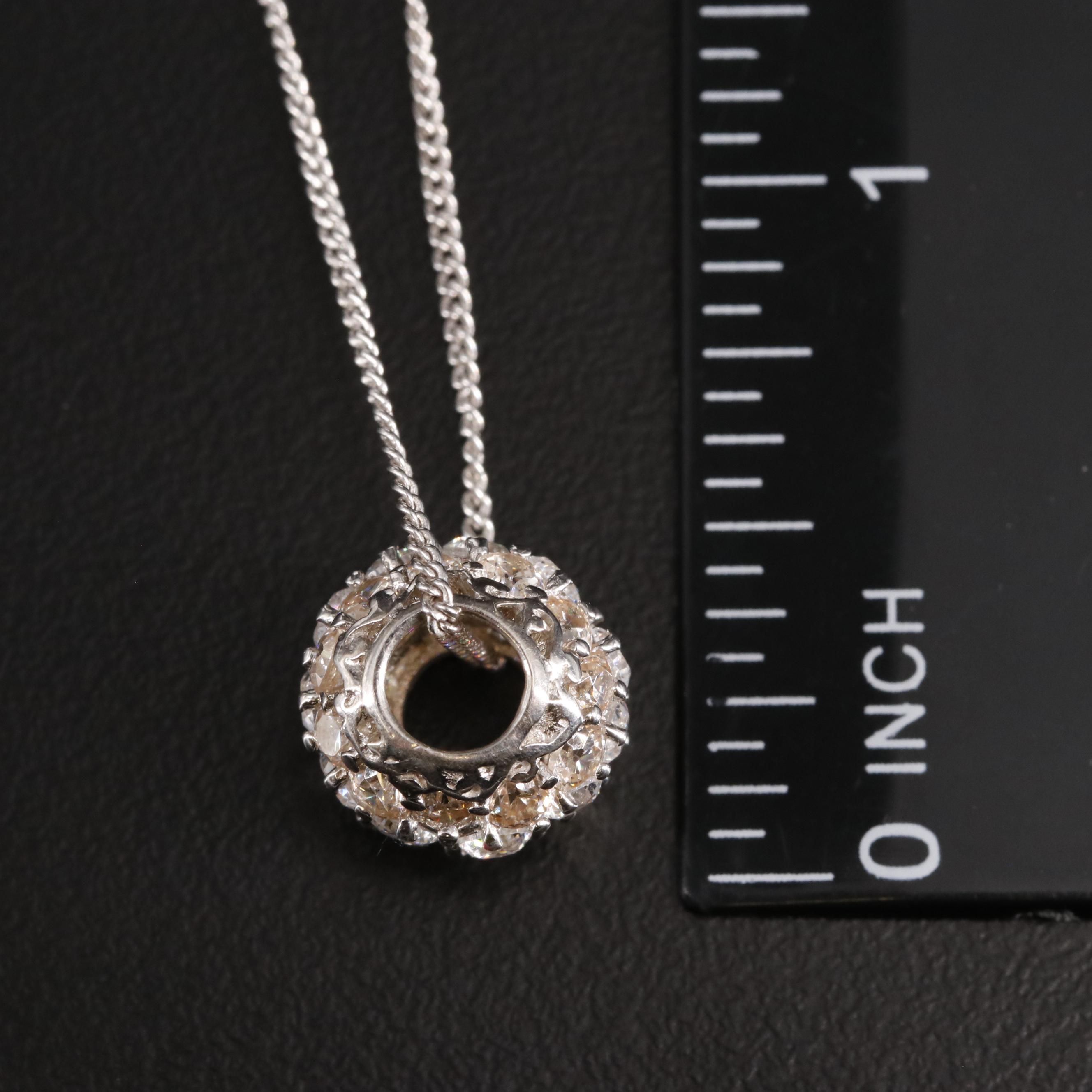 Sterling Cubic Zirconia Bead Pendant Necklace
