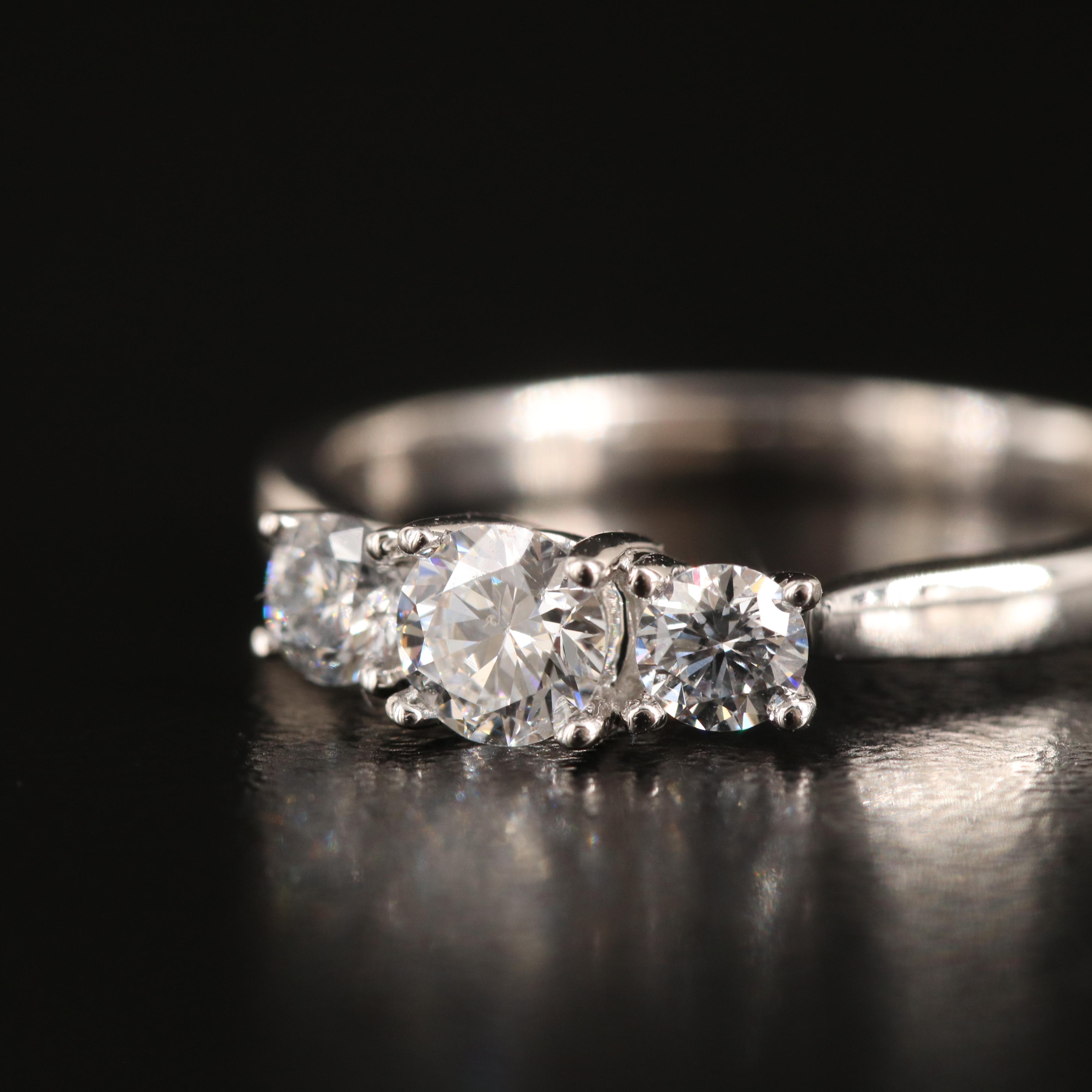 14K 0.52 CTW Lab Grown Diamond Three Stone Ring with IGI Report