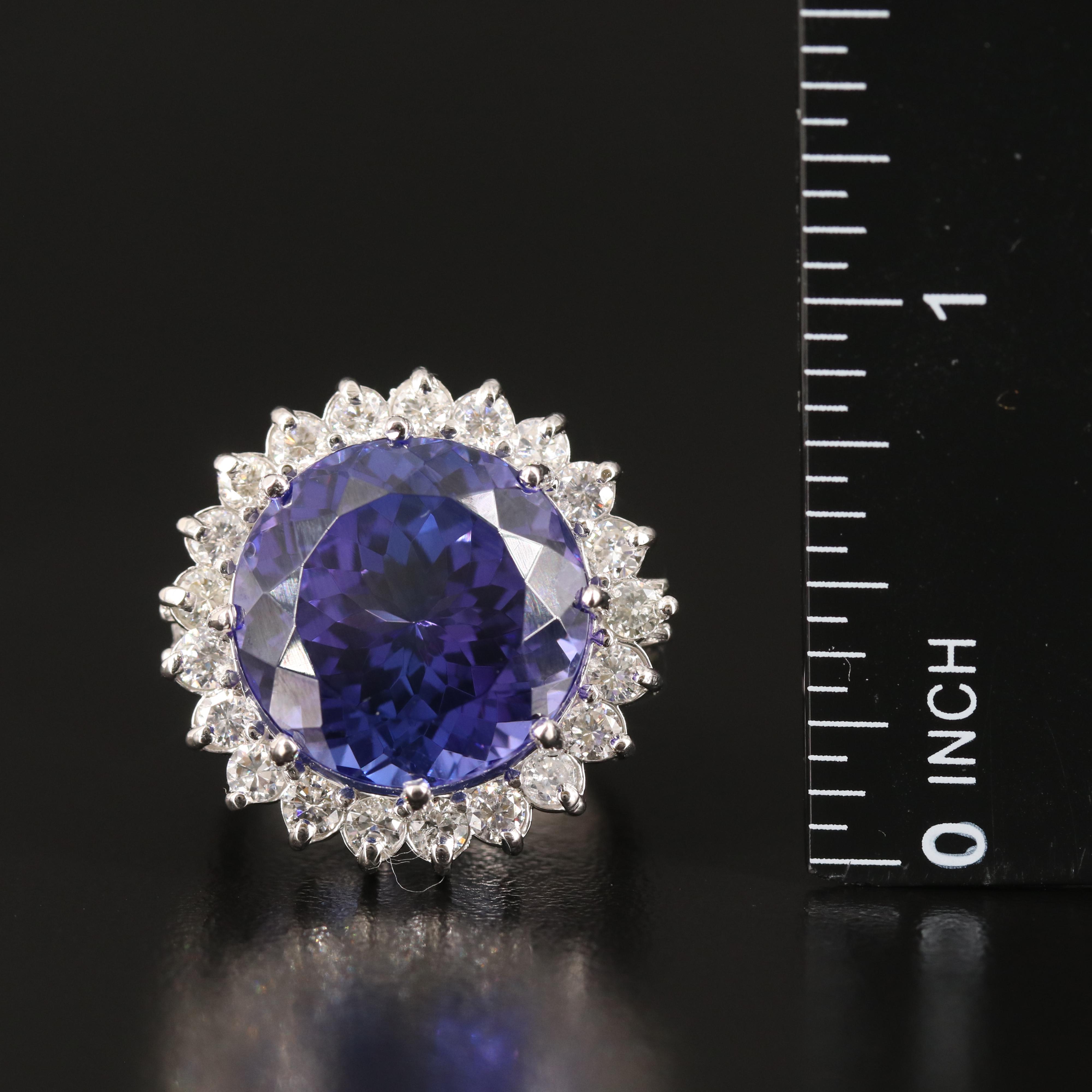 Platinum 19.79 CT Tanzanite and 1.71 CTW Diamond Ring with GIA Report