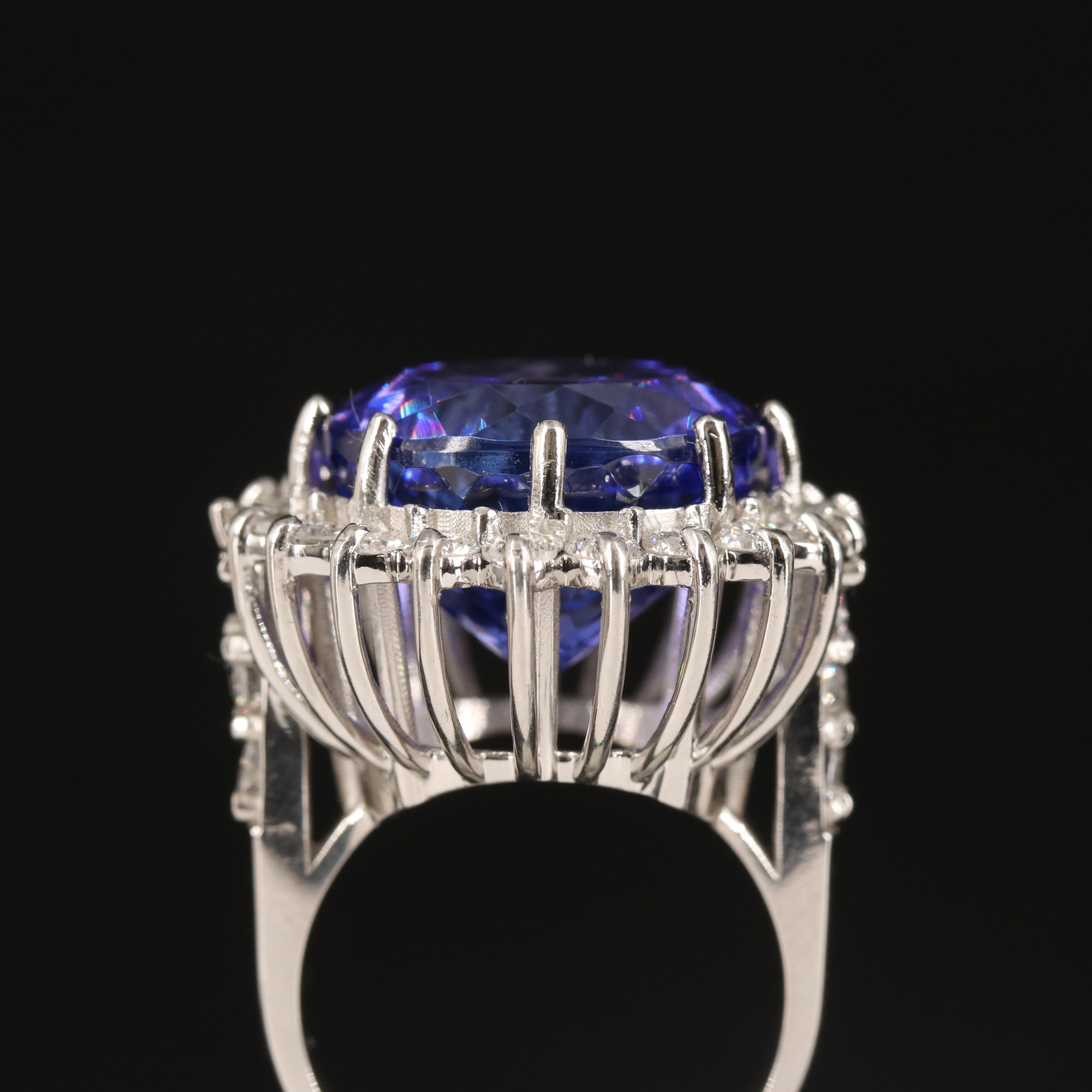 Platinum 19.79 CT Tanzanite and 1.71 CTW Diamond Ring with GIA Report