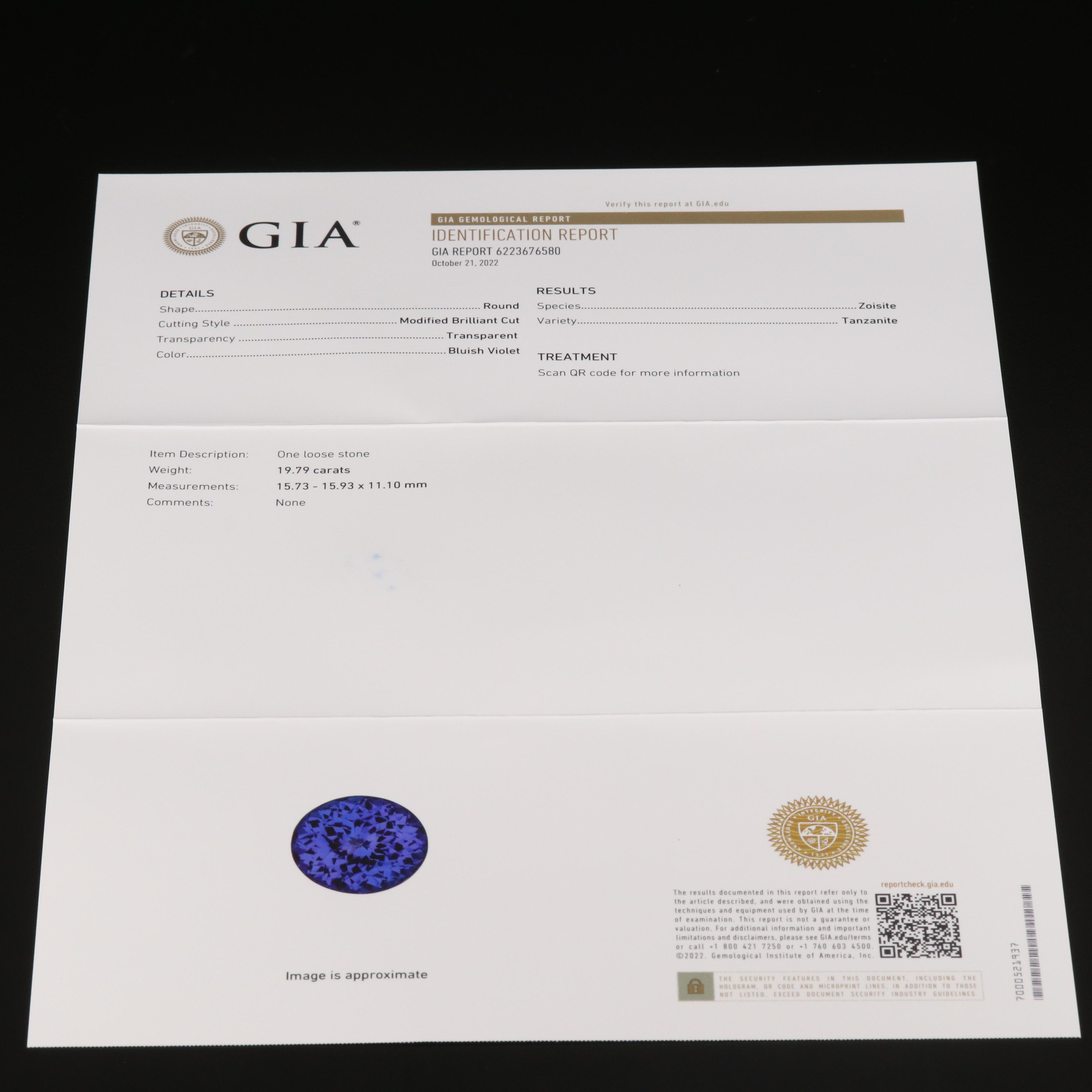 Platinum 19.79 CT Tanzanite and 1.71 CTW Diamond Ring with GIA Report