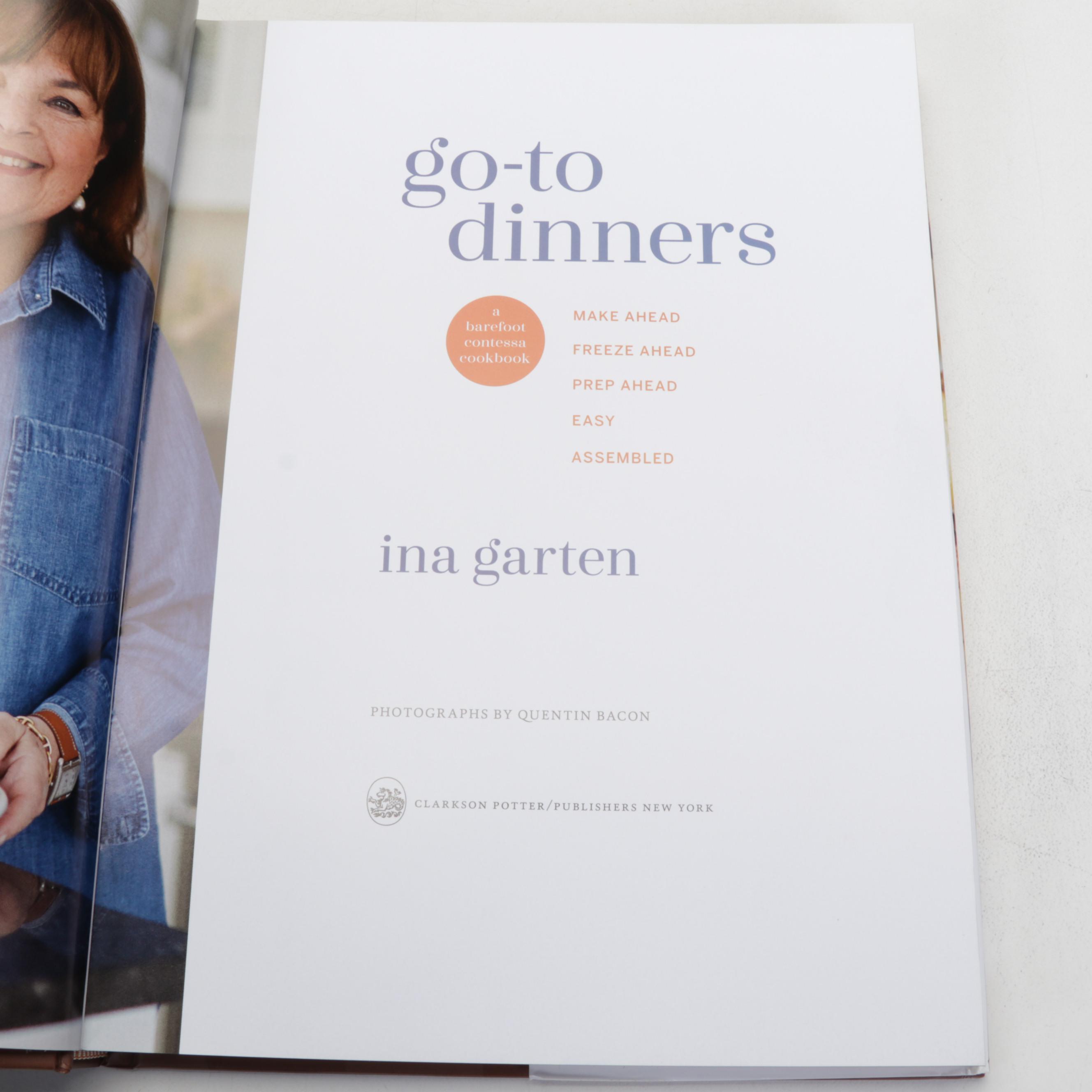 Ina Garten "Barefoot Contessa" Cookbooks with Large Walnut Cheeseboard and More