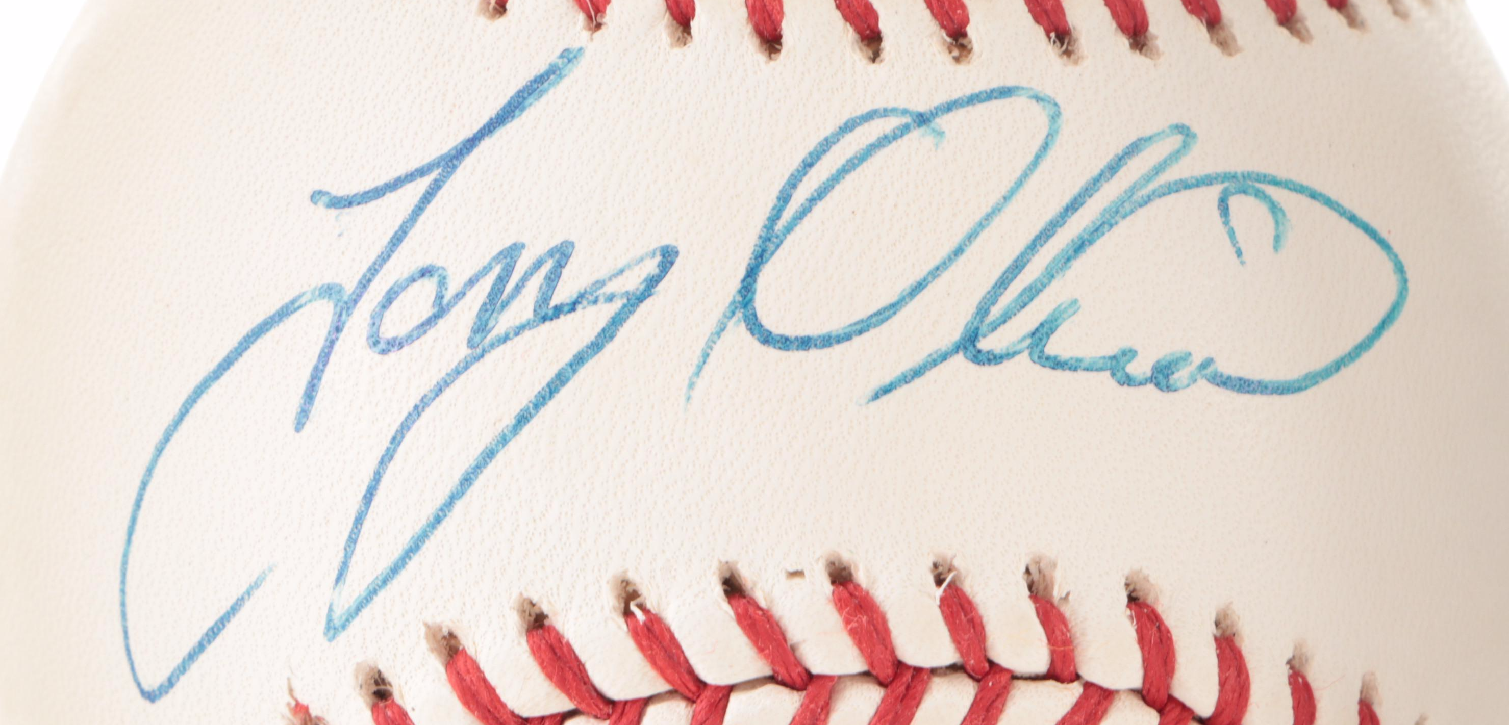 Tony Oliva Signed Rawlings Baseball with 1964 Topps Rookie Card