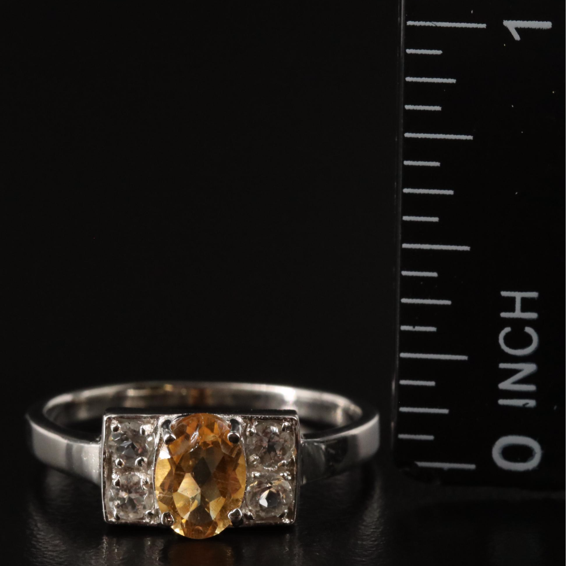 Sterling Citrine and White Topaz Ring