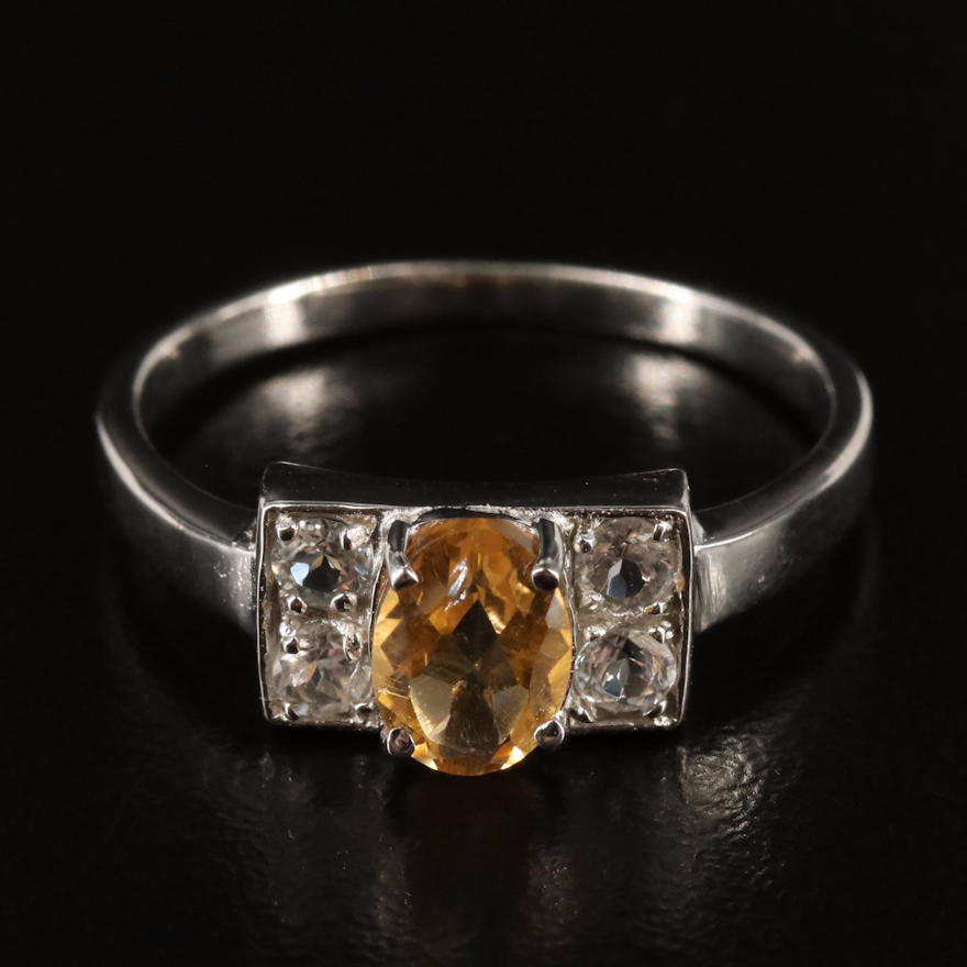 Sterling Citrine and White Topaz Ring