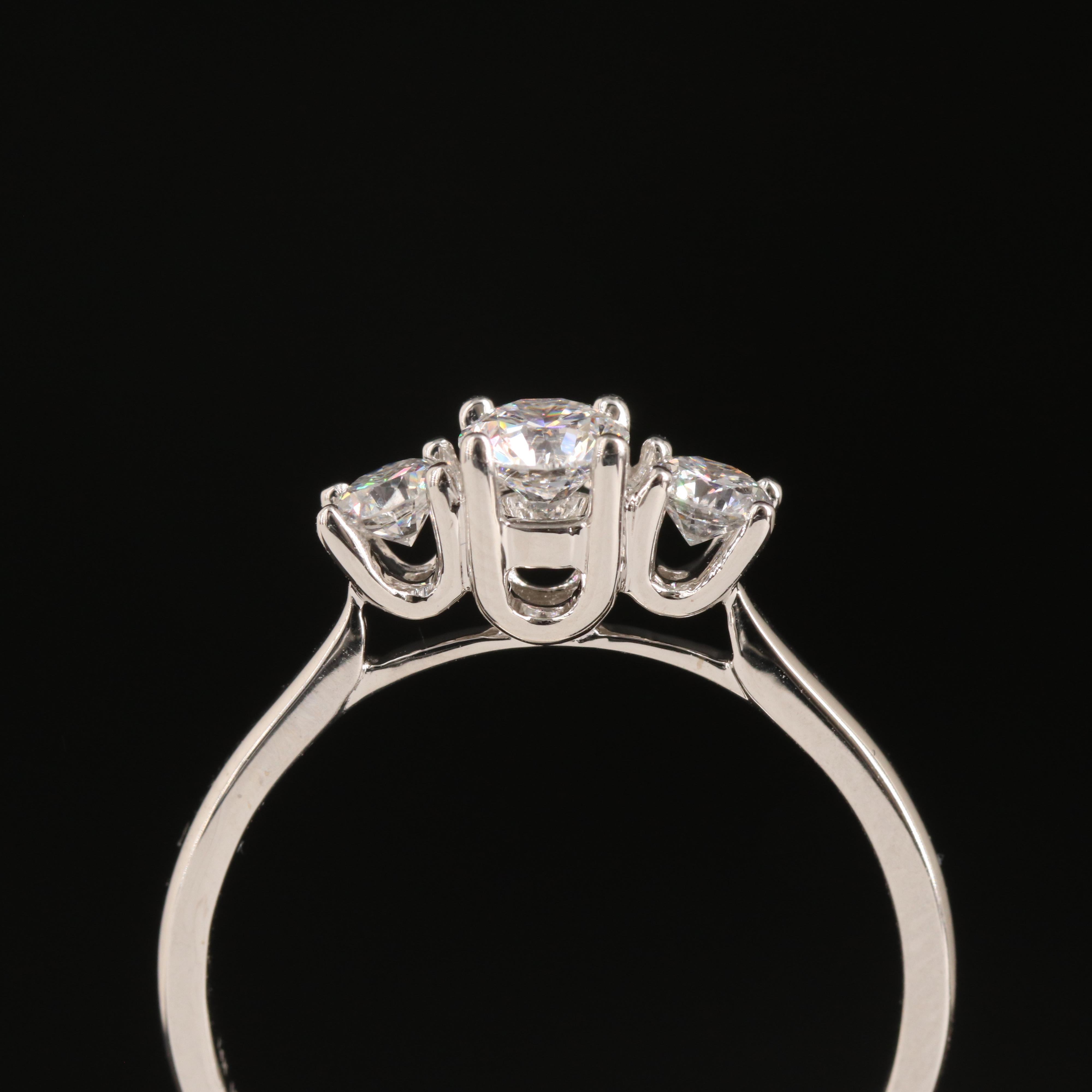 14K 0.50 CTW Lab Grown Diamond Three Stone Ring with IGI Report