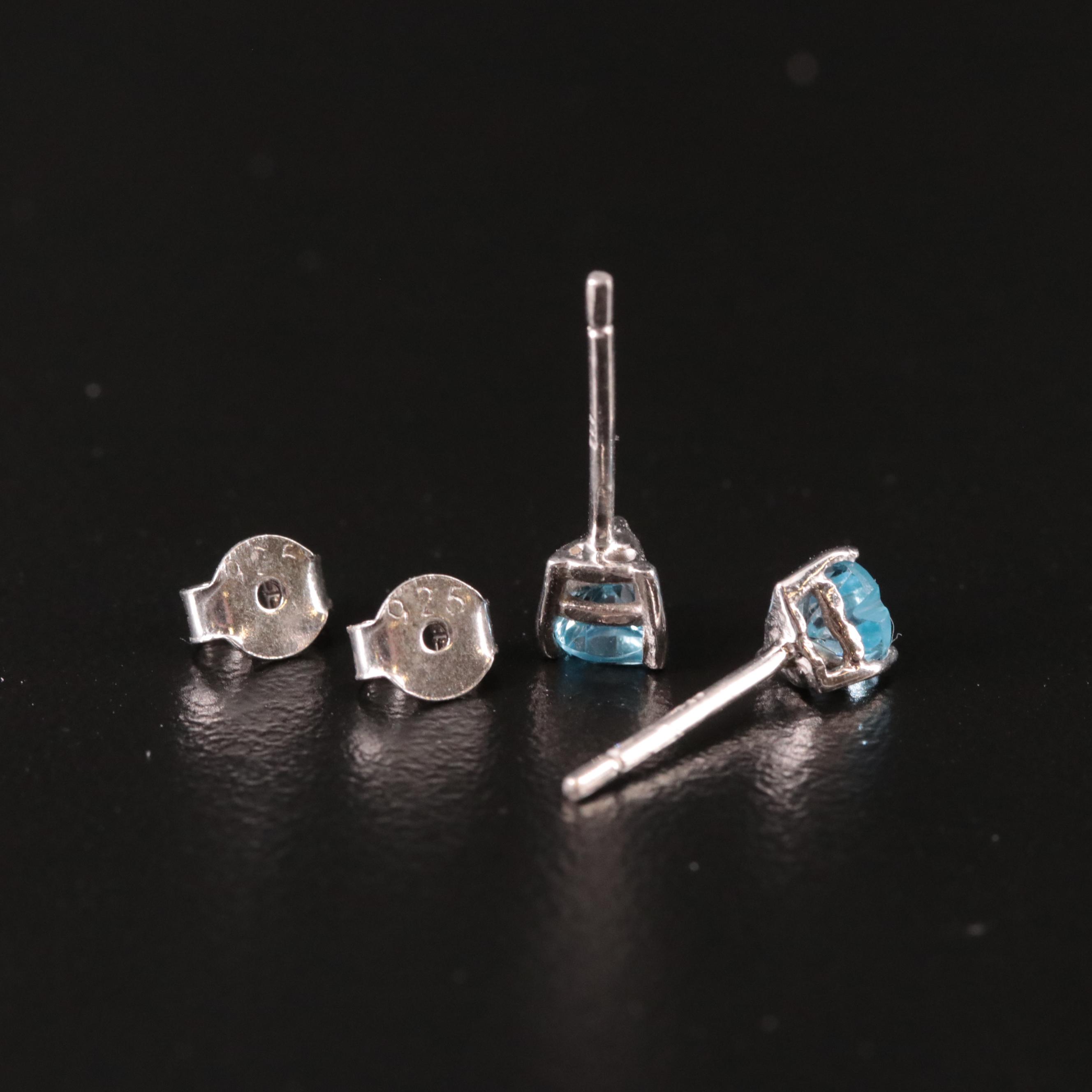 Sterling Blue Topaz Stud Earrings