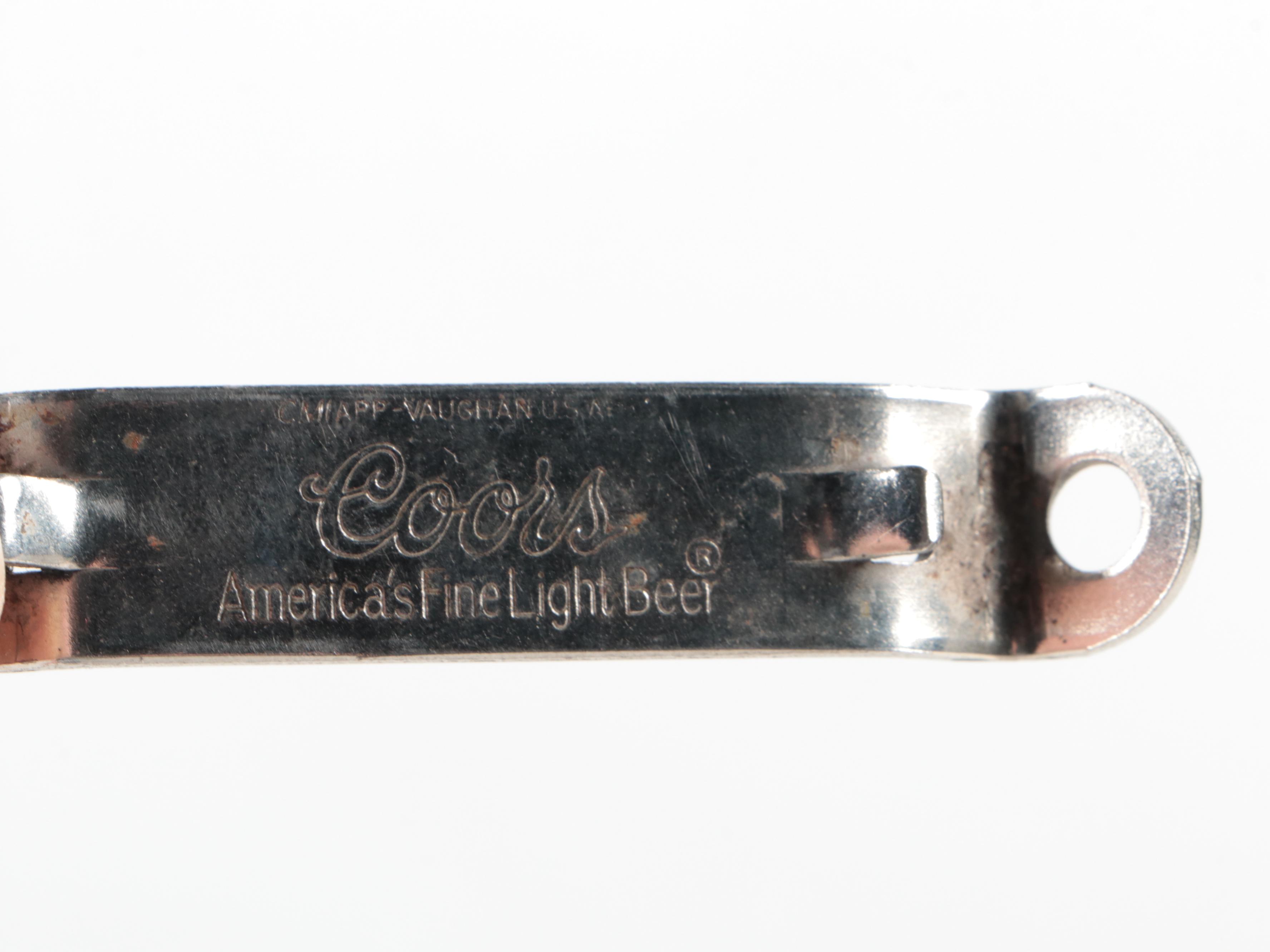 Coors Metal Bottle Openers, Falstaff Brewing Beer Mug, and Other Barware
