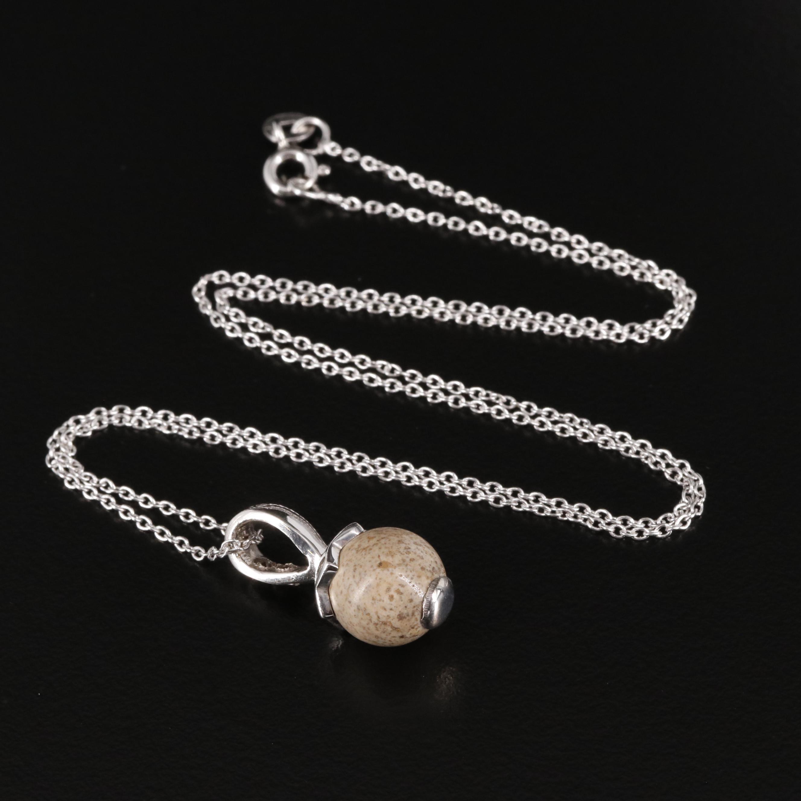 Sterling Jasper and Garnet Pendant Necklace