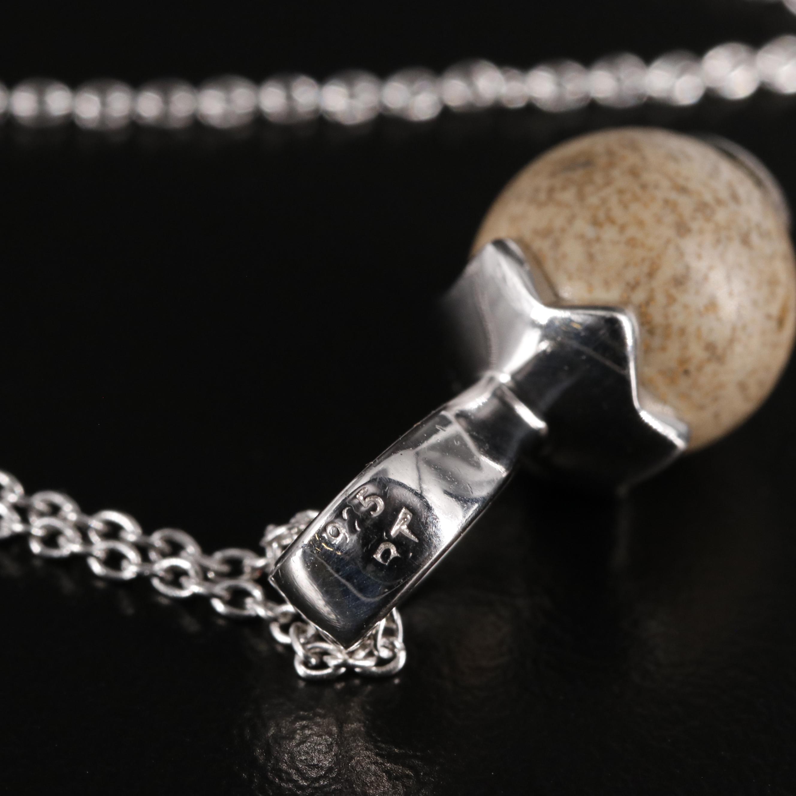 Sterling Jasper and Garnet Pendant Necklace