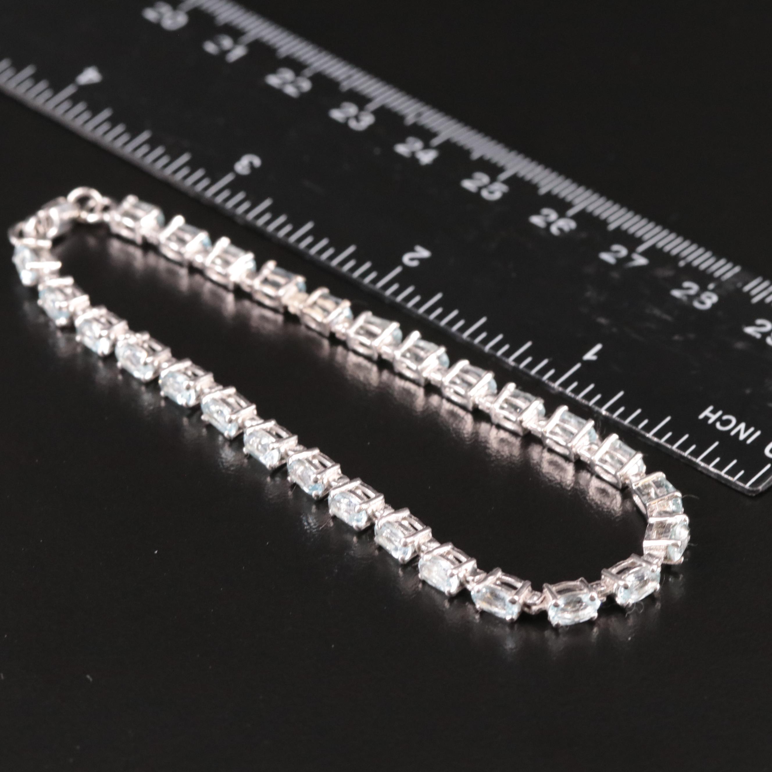 Sterling Blue Topaz Line Bracelet