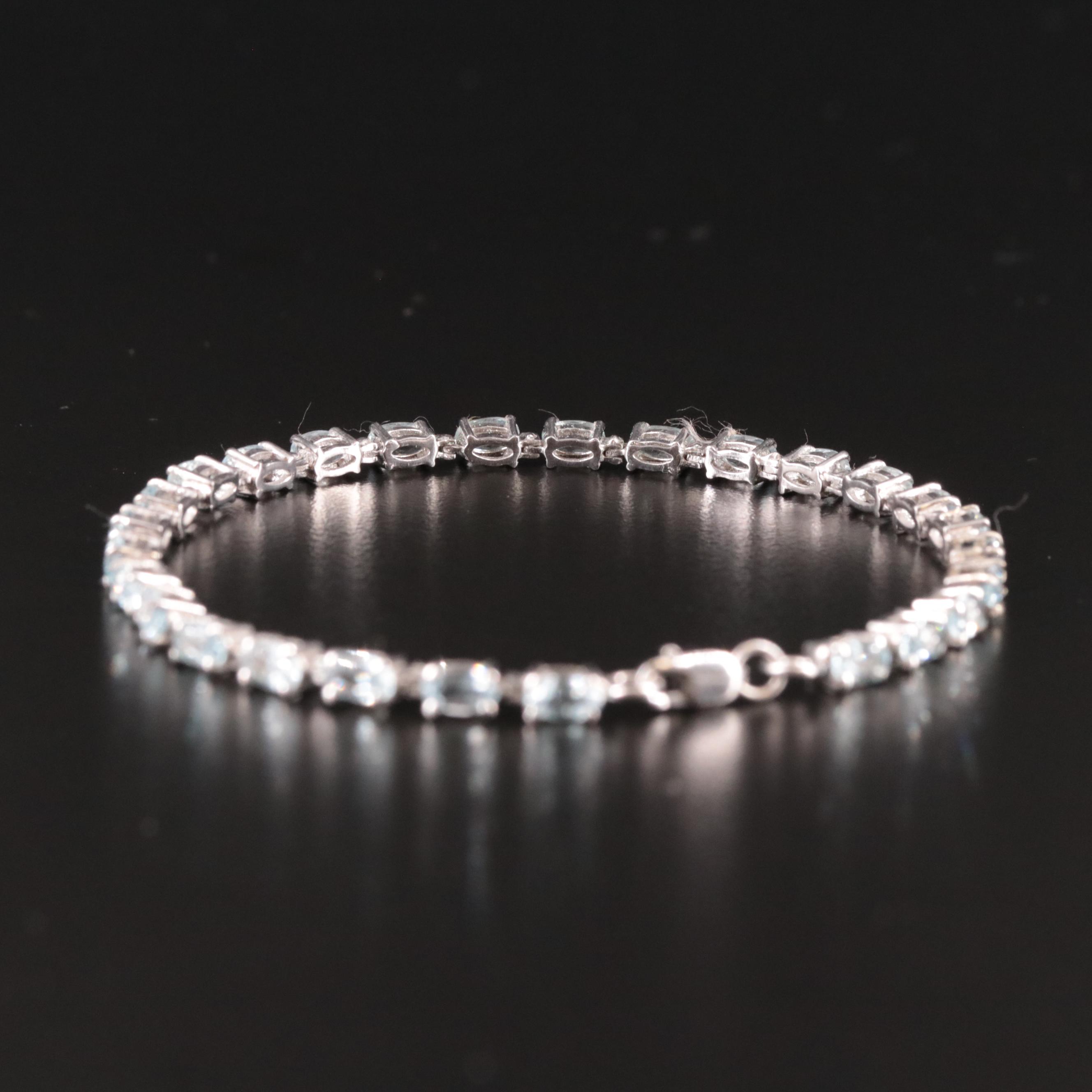 Sterling Blue Topaz Line Bracelet