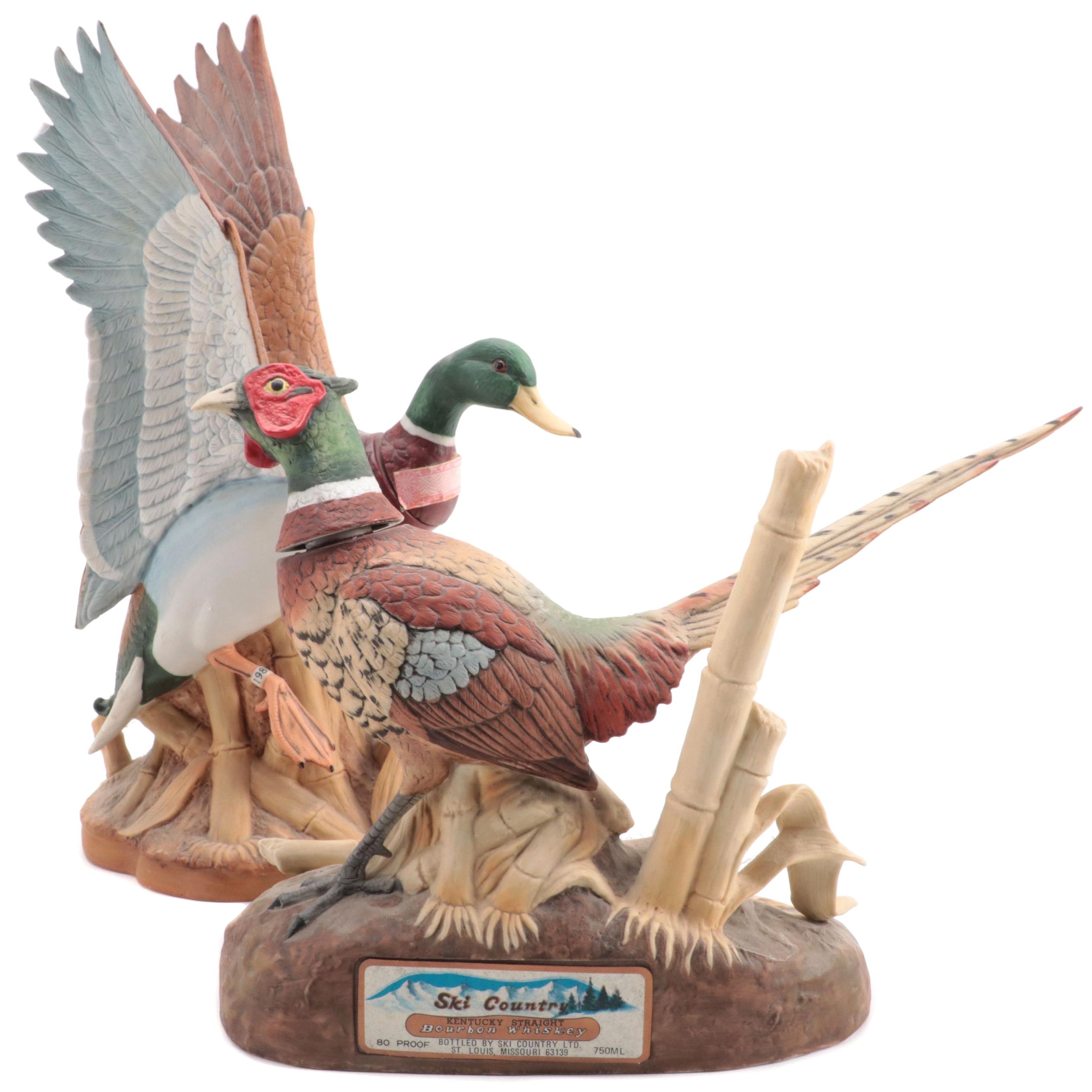 Ski Country "Mallard Drake" and "Ring-Neck Pheasant" Porcelain Bourbon Decanters