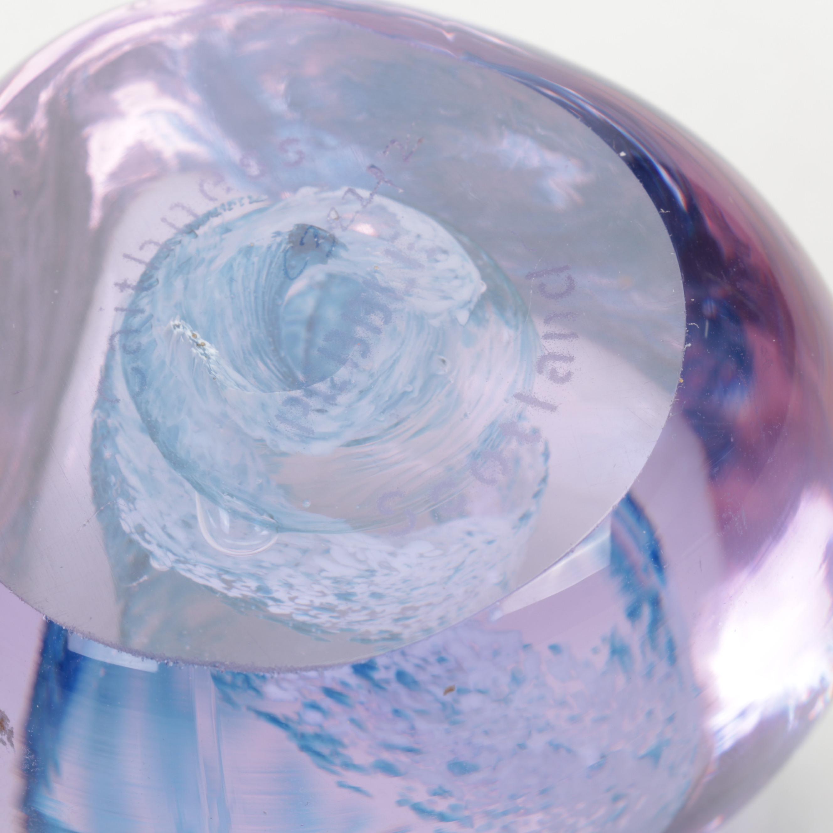 Murano Style Art Glass Centerpiece Basket with Caithness and Other Paperweights