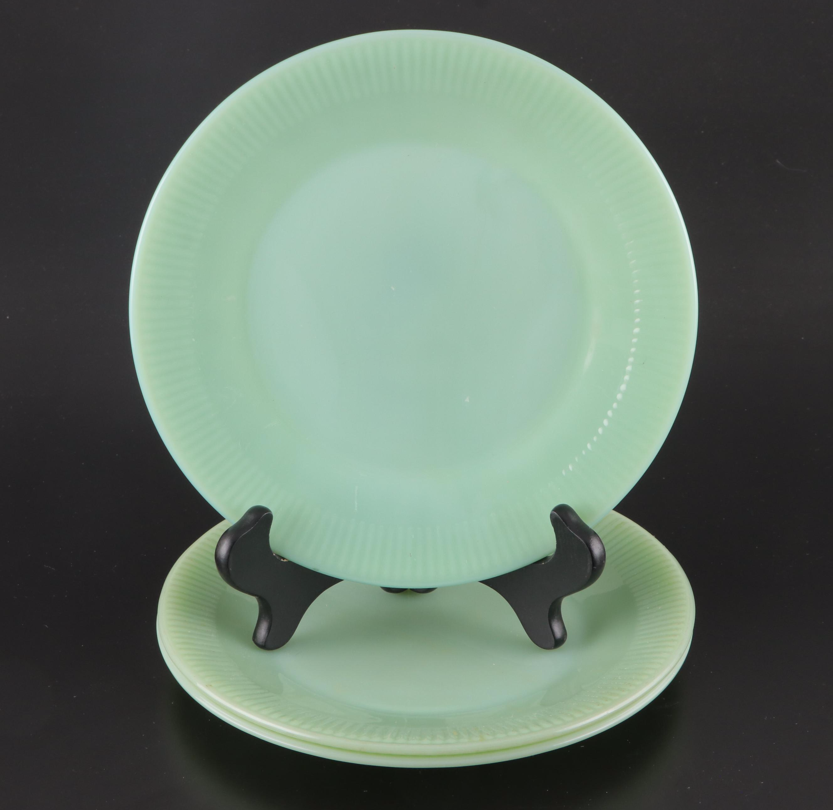 Fire-King Jadeite Oven Ware Green Glass Plates, Mid-20th Century