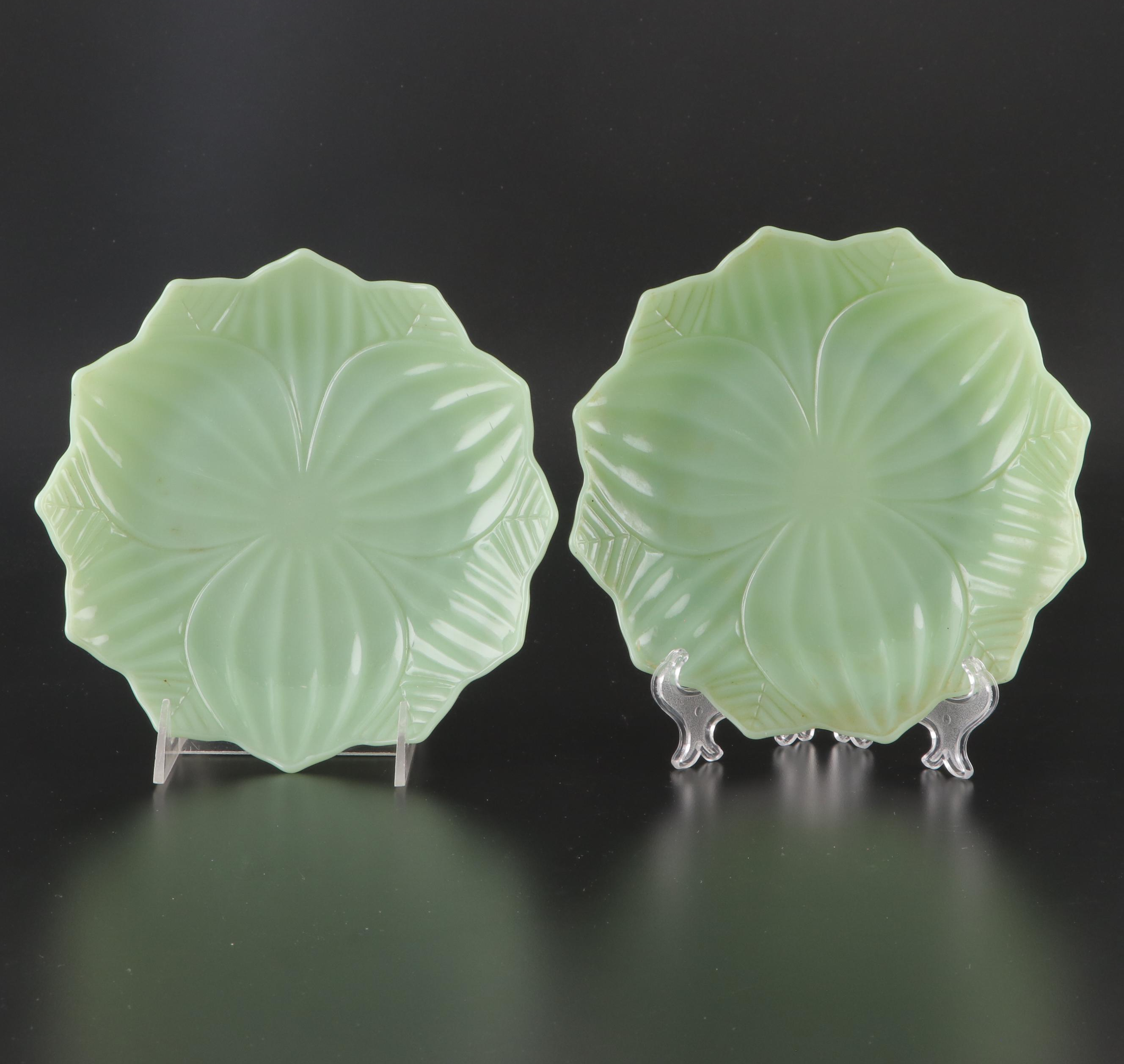 Fire-King Jadeite Oven Ware Green Glass Plates, Mid-20th Century