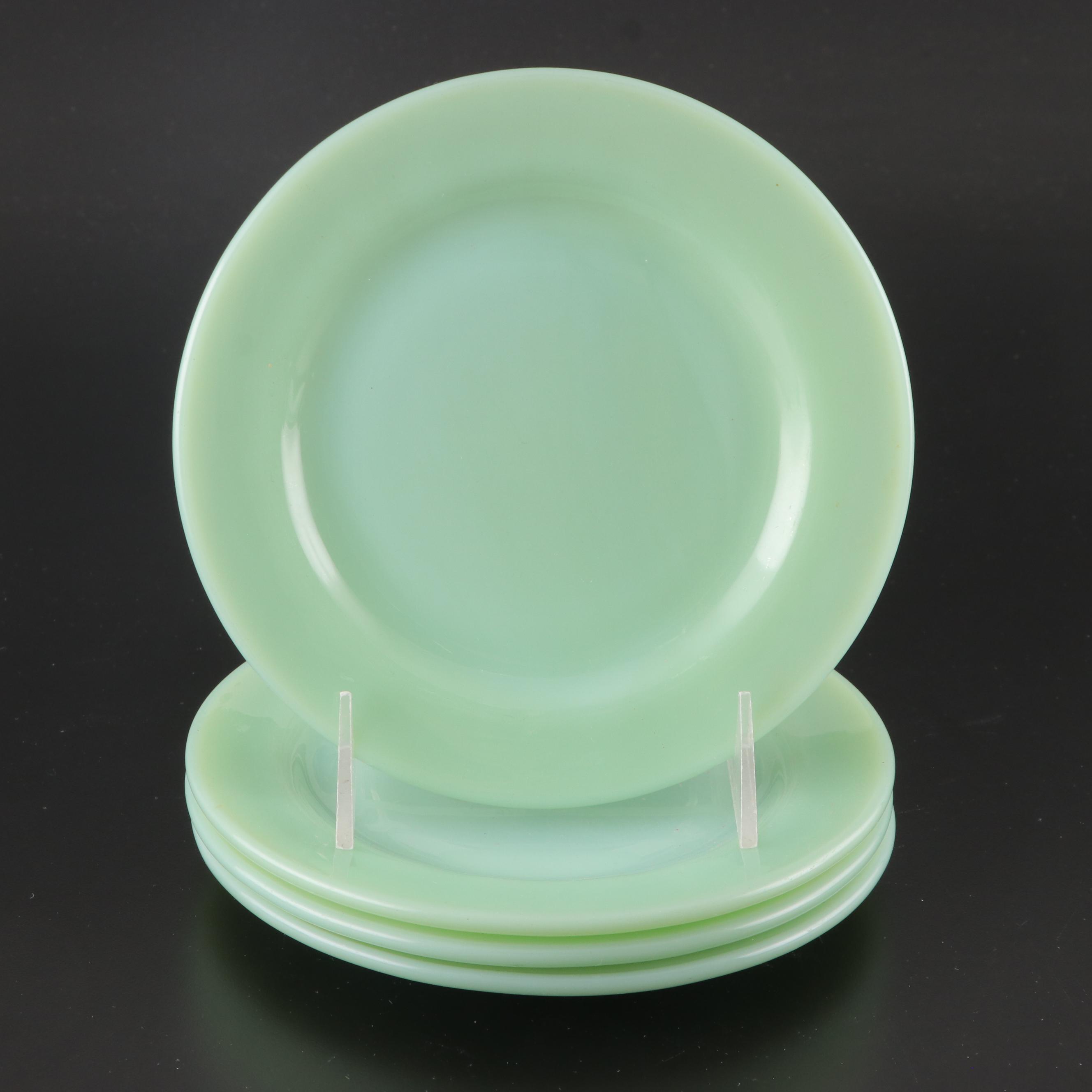 Fire-King Jadeite Oven Ware Green Glass Plates, Mid-20th Century
