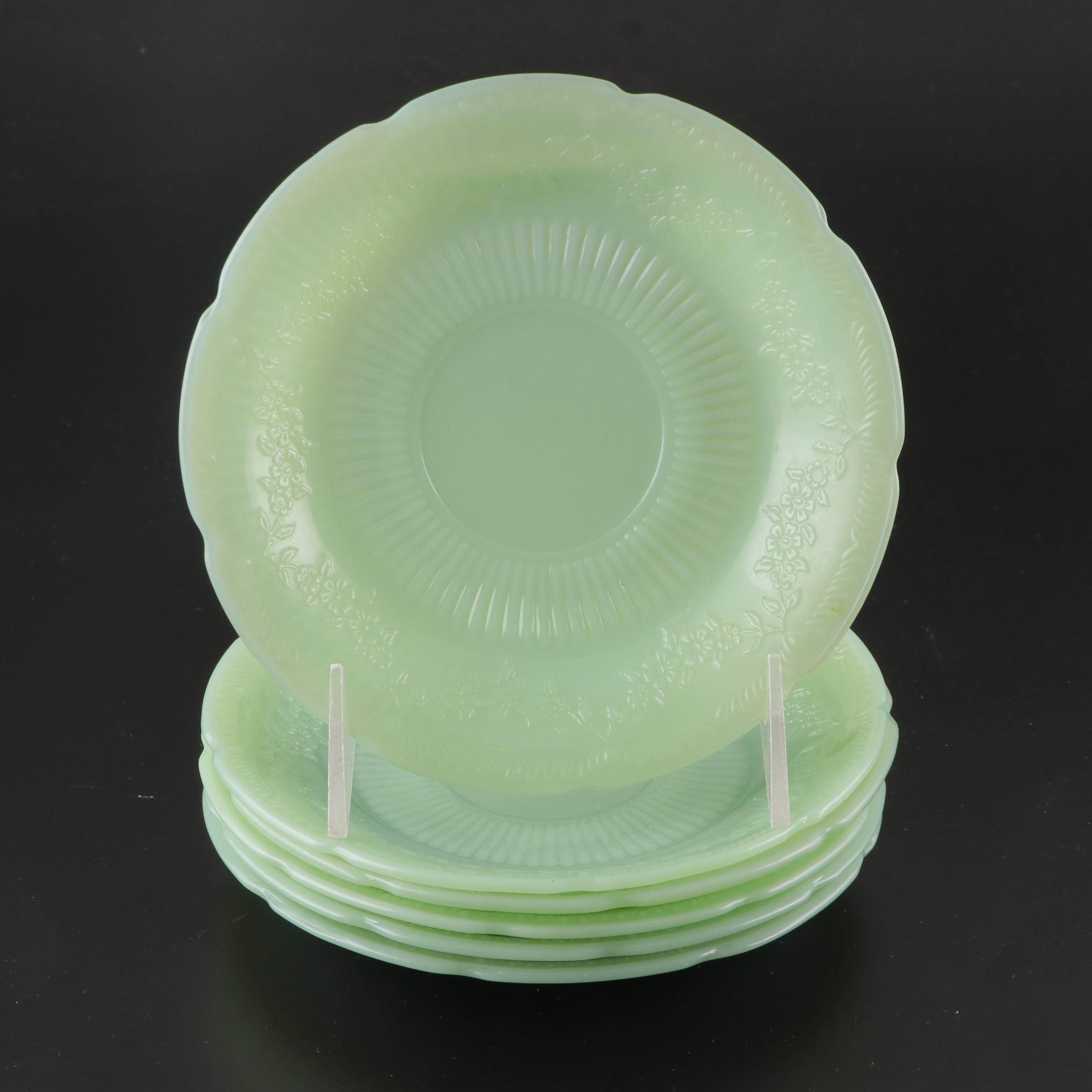 Fire-King Jadeite Oven Ware Green Glass Plates, Mid-20th Century