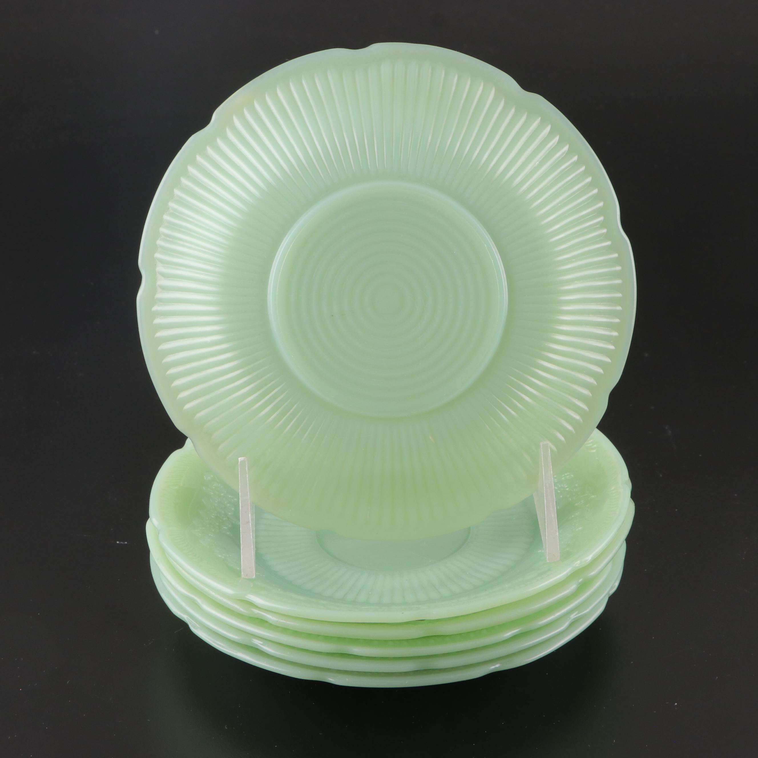 Fire-King Jadeite Oven Ware Green Glass Plates, Mid-20th Century