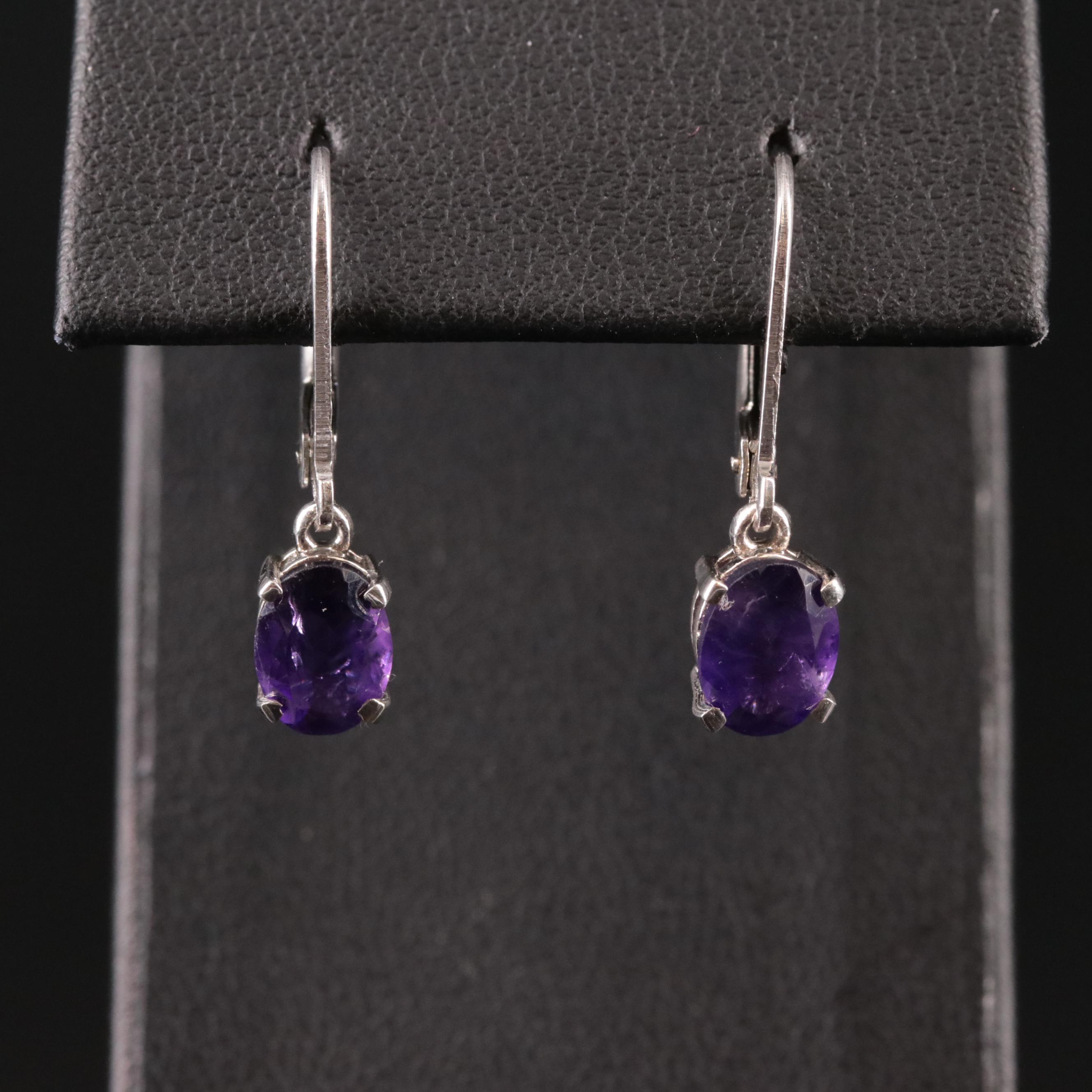 Sterling Amethyst Drop Earrings