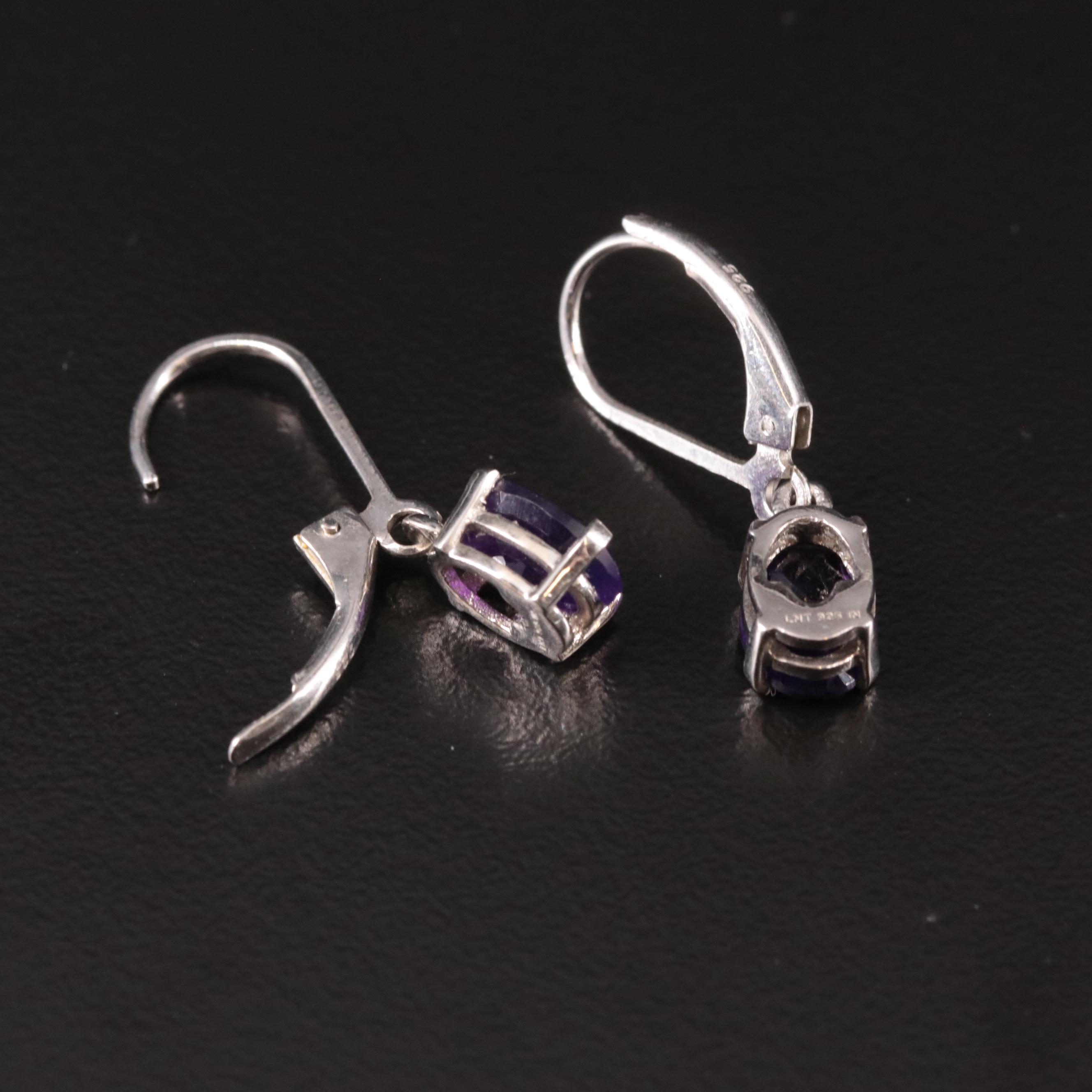 Sterling Amethyst Drop Earrings