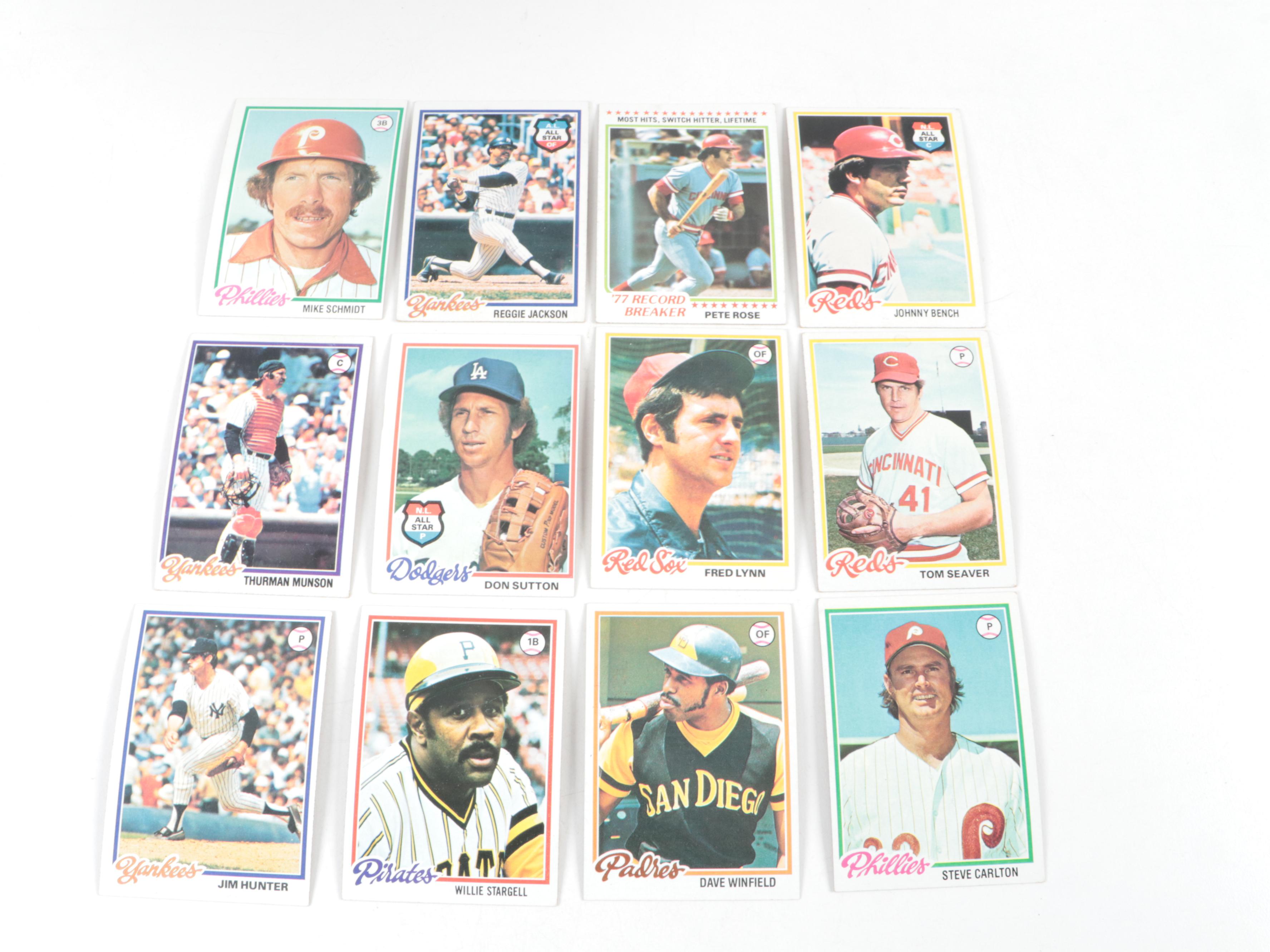 1978 Topps Baseball Cards Partial Set with Schmidt, Jackson, Rose and More