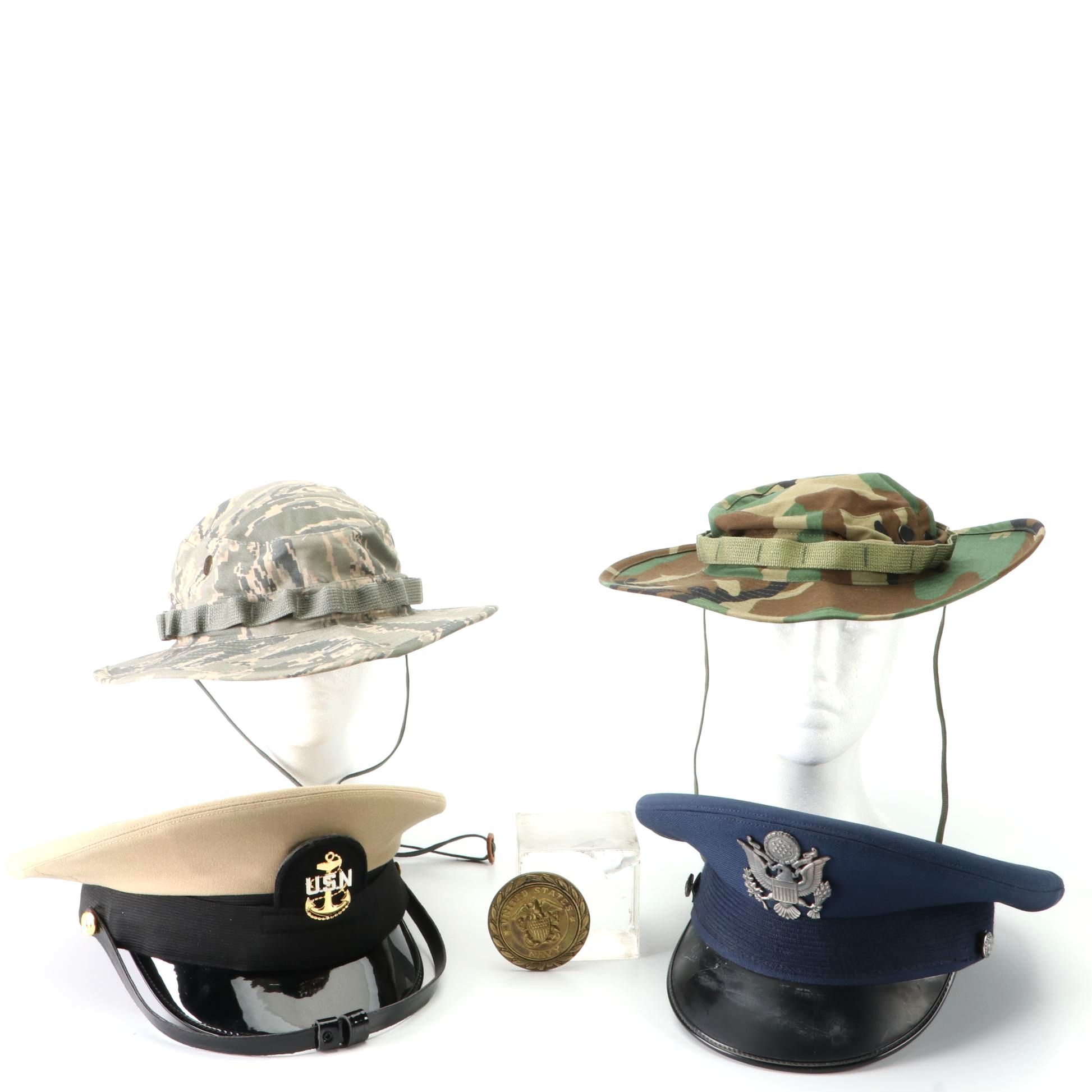 Bernard United States Air Force Service Cap, Navy Cap, Belt Buckle, and Sun Hats