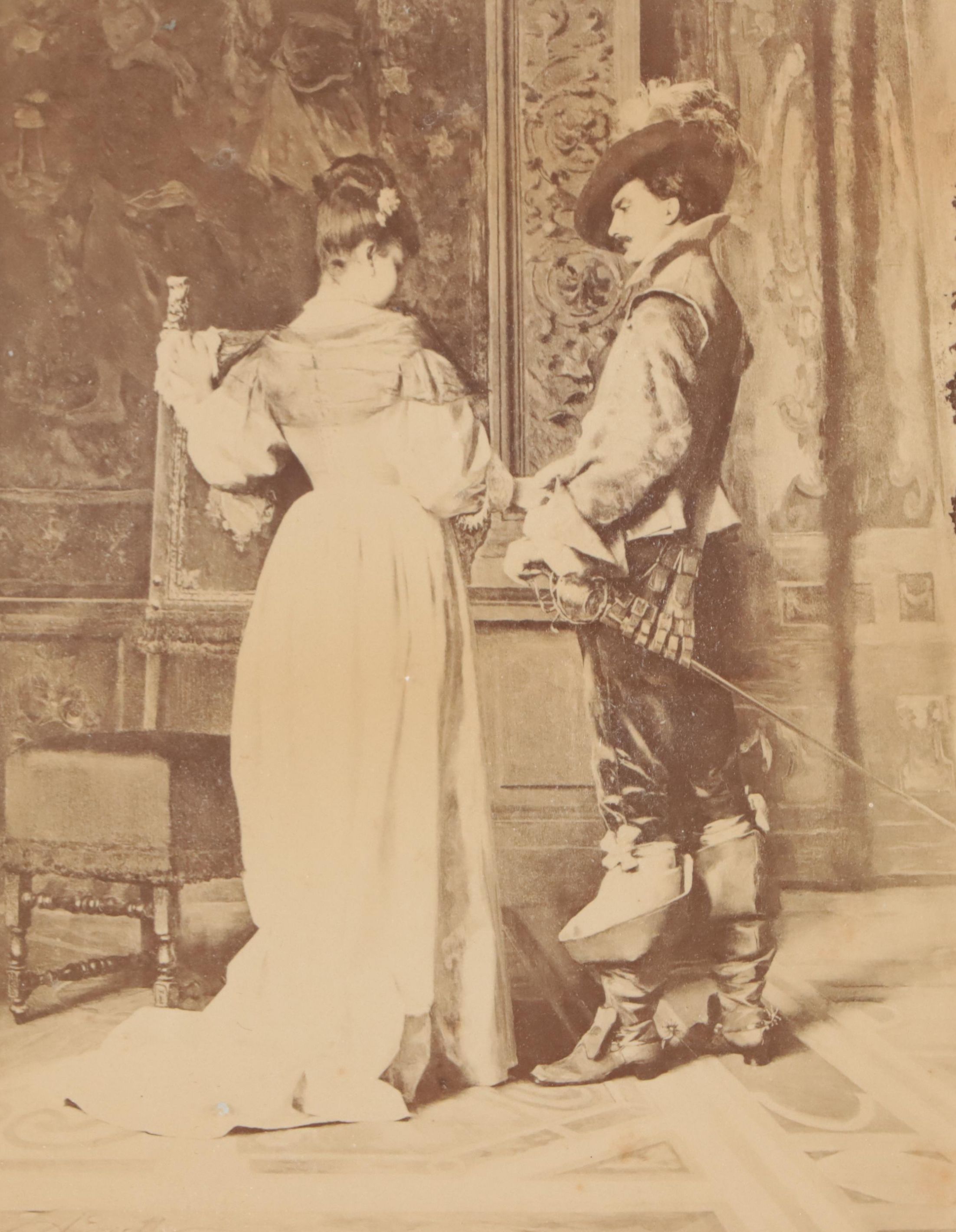 Albumen Silver Print of Woman and Cavalier