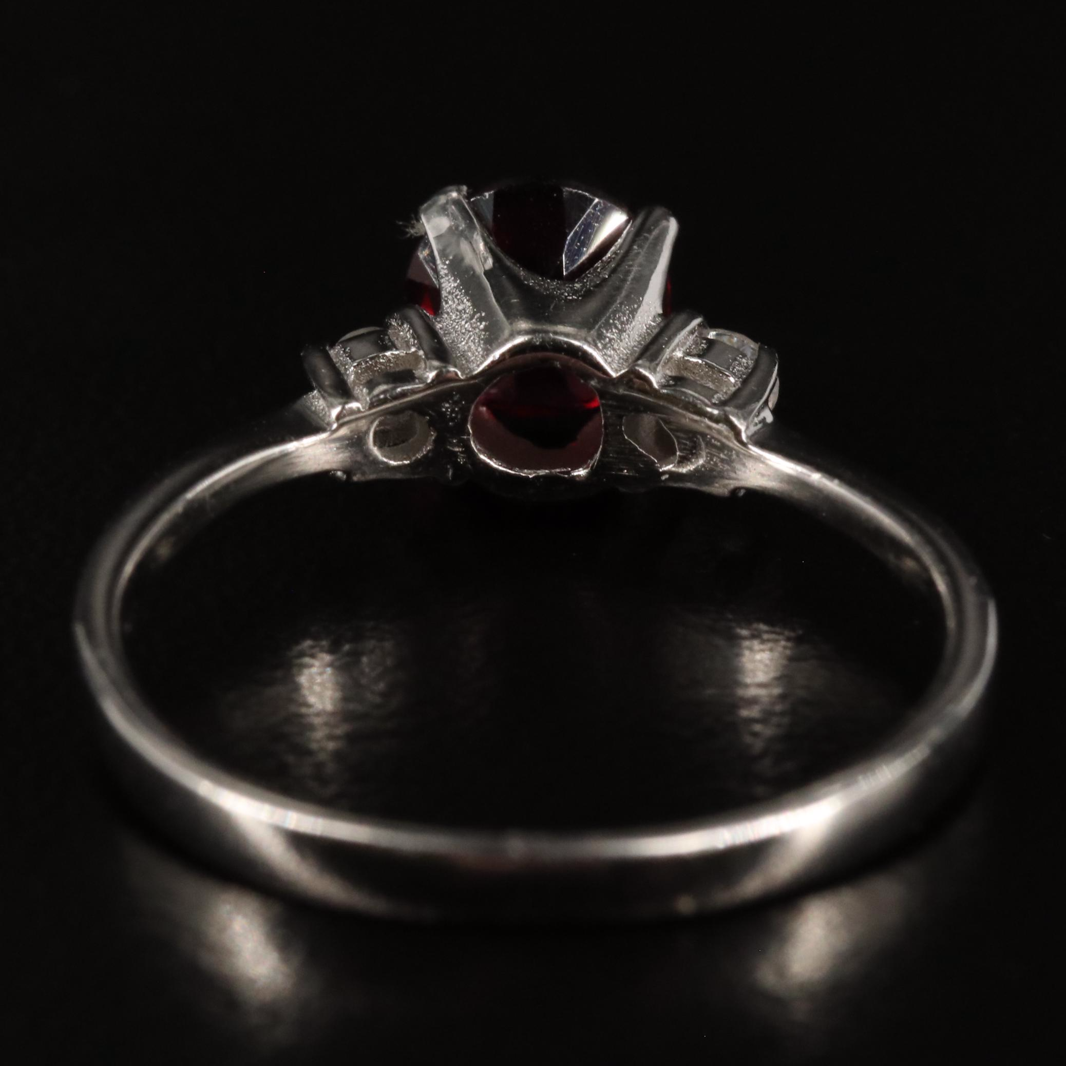 Sterling Garnet and White Topaz Three Stone Ring